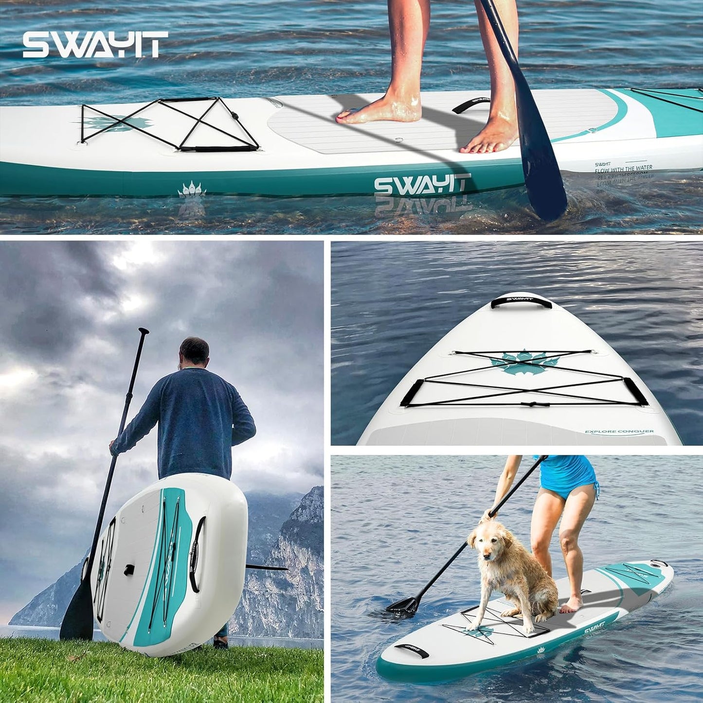 Inflatable Stand Up Paddle Board – Durable SUP for Adults & Youth,33" Wide Blow Up Paddle Board with Paddle, Pump, Backpack,Leash – All Around Stable for All Skill Levels, Carries up to 450 lbs