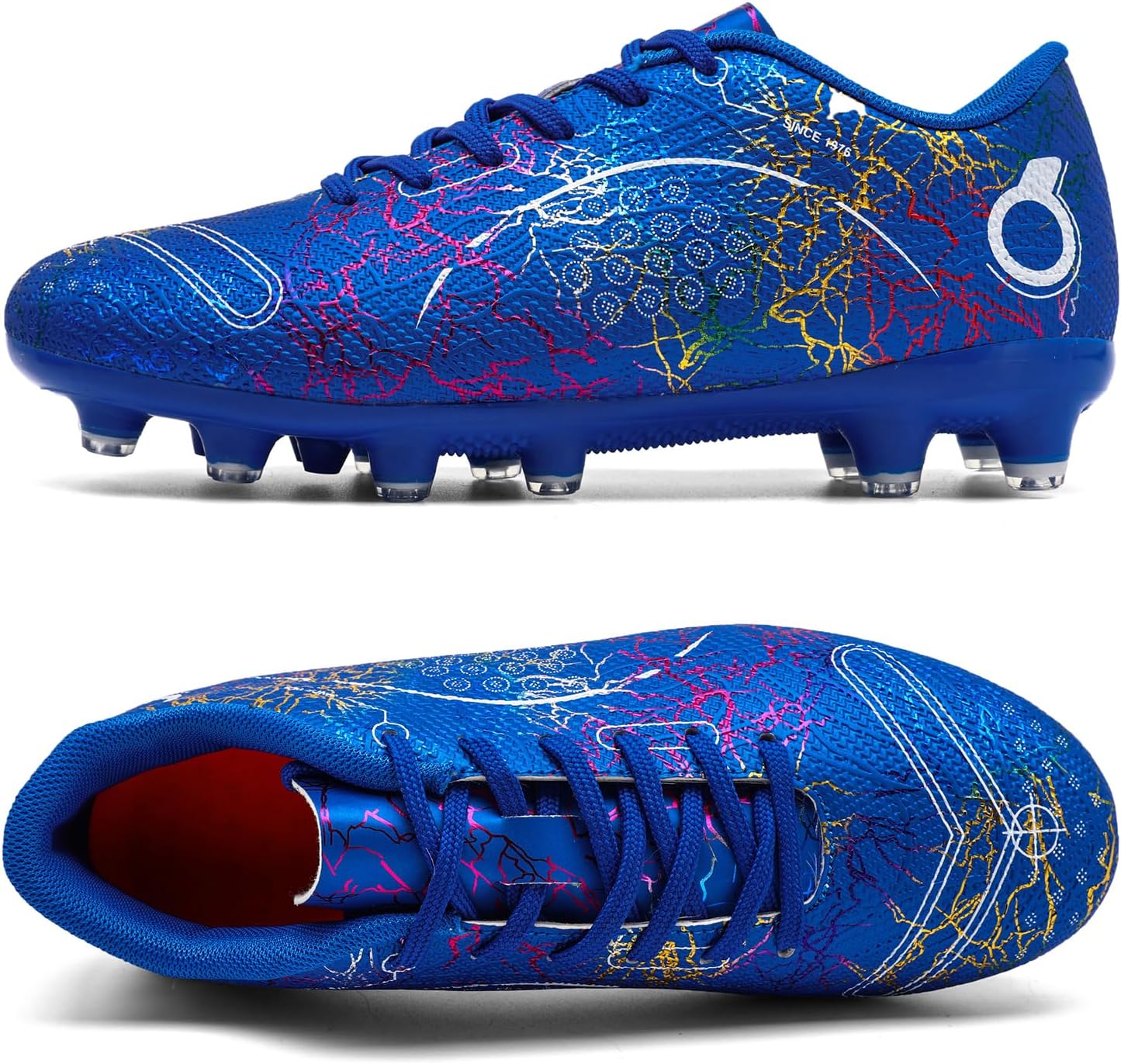 Boys' Soccer Shoes Kids Firm Ground Soccer Cleats Girls Athletic Sneakers Outdoor Turf Football Shoes for Little/Big Kid