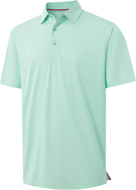 M MAELREG Golf Shirts for Men Dry fit Sports Jacquard Lightweight Performance Texture Short Sleeve Collared Polo Shirts