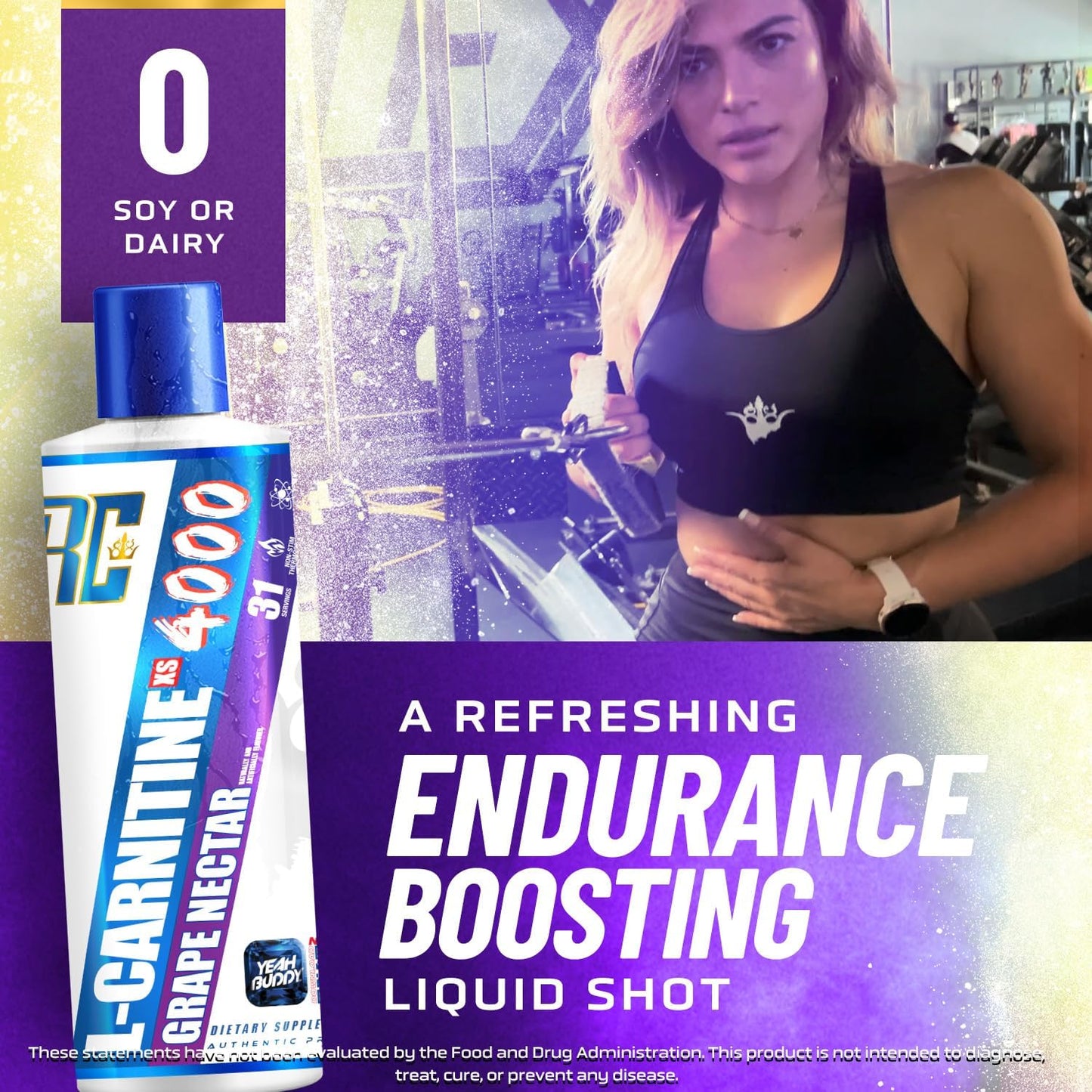 Ronnie Coleman Signature Series L Carnitine XS 4000 Liquid, Stimulant Free, Sugar Free, Zero Carbs, Lean Muscle Strength Support for Men & Women, 16 Oz (16 oz, Grape Nectar (4000))