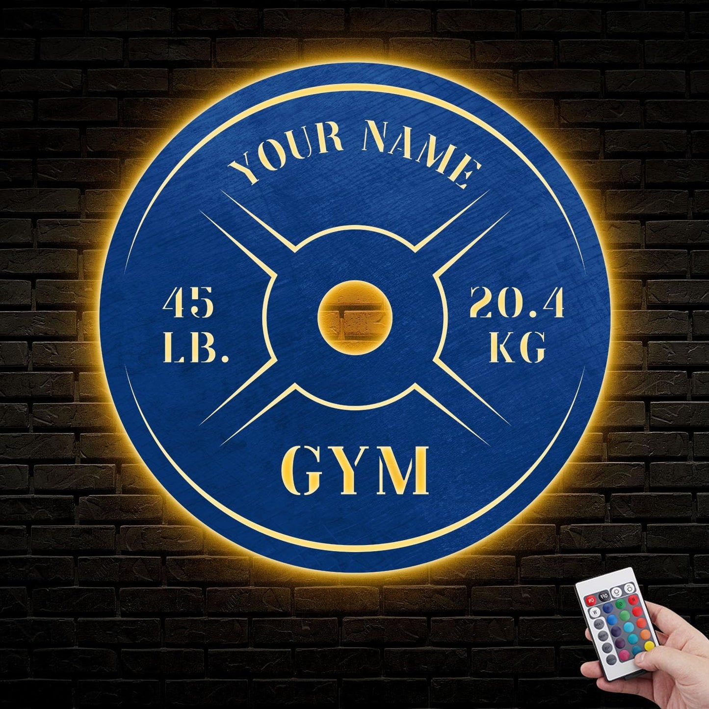 Personalized Home Gym LED Tin Metal Sign Multiple Sizes, Weight Lifting Exercise Workout Room Training Fitness Center Motivational Inspirational Quotes Decor Wall Art Hanging Accessories (07 LED)