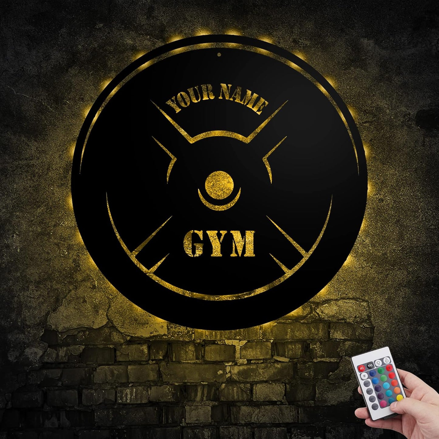 Personalized Home Gym LED Tin Metal Sign Multiple Sizes, Gym Sign Wall Decor, Exercise Workout Room Decor Fitness Center, Motivational Inspirational Hanging Wall Art Wall Plaque (05 w/lights)