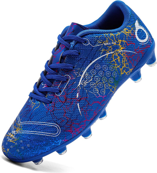 Boys' Soccer Shoes Kids Firm Ground Soccer Cleats Girls Athletic Sneakers Outdoor Turf Football Shoes for Little/Big Kid