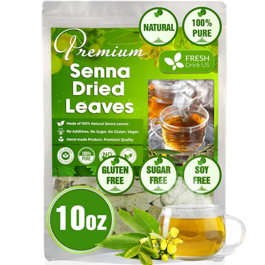 FreshDrinkUS, Permium 10oz Senna Leaves, 100% Natural & Pure from Senna Leaves, Senna Leaf Tea, Senna Loose Leaf Herbal Tea, No Additives, No Caffeine, Vegan