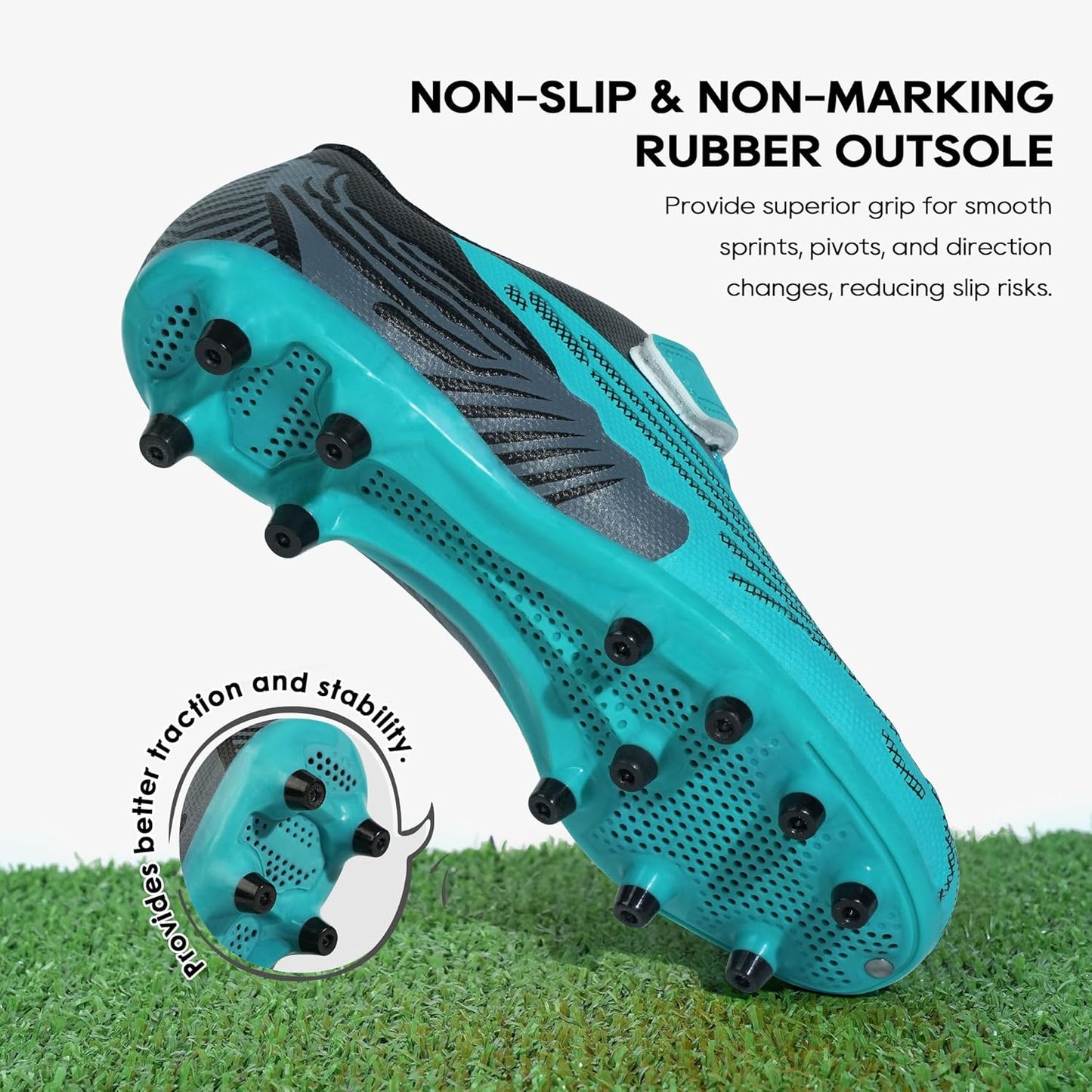 brooman Kids Firm Ground Soccer Cleats Boys Girls Athletic Football Shoes