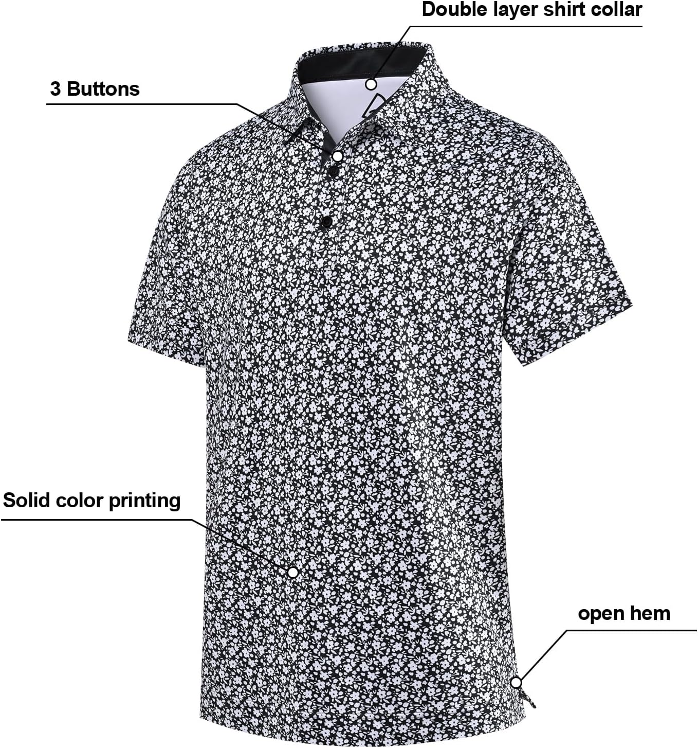 DEOLAX Mens Polo Shirts Fashion Print Mens Golf Shirt Dry Fit Mens Golf Polo Short Sleeve Quick Dry Funny Golf Shirt for Men