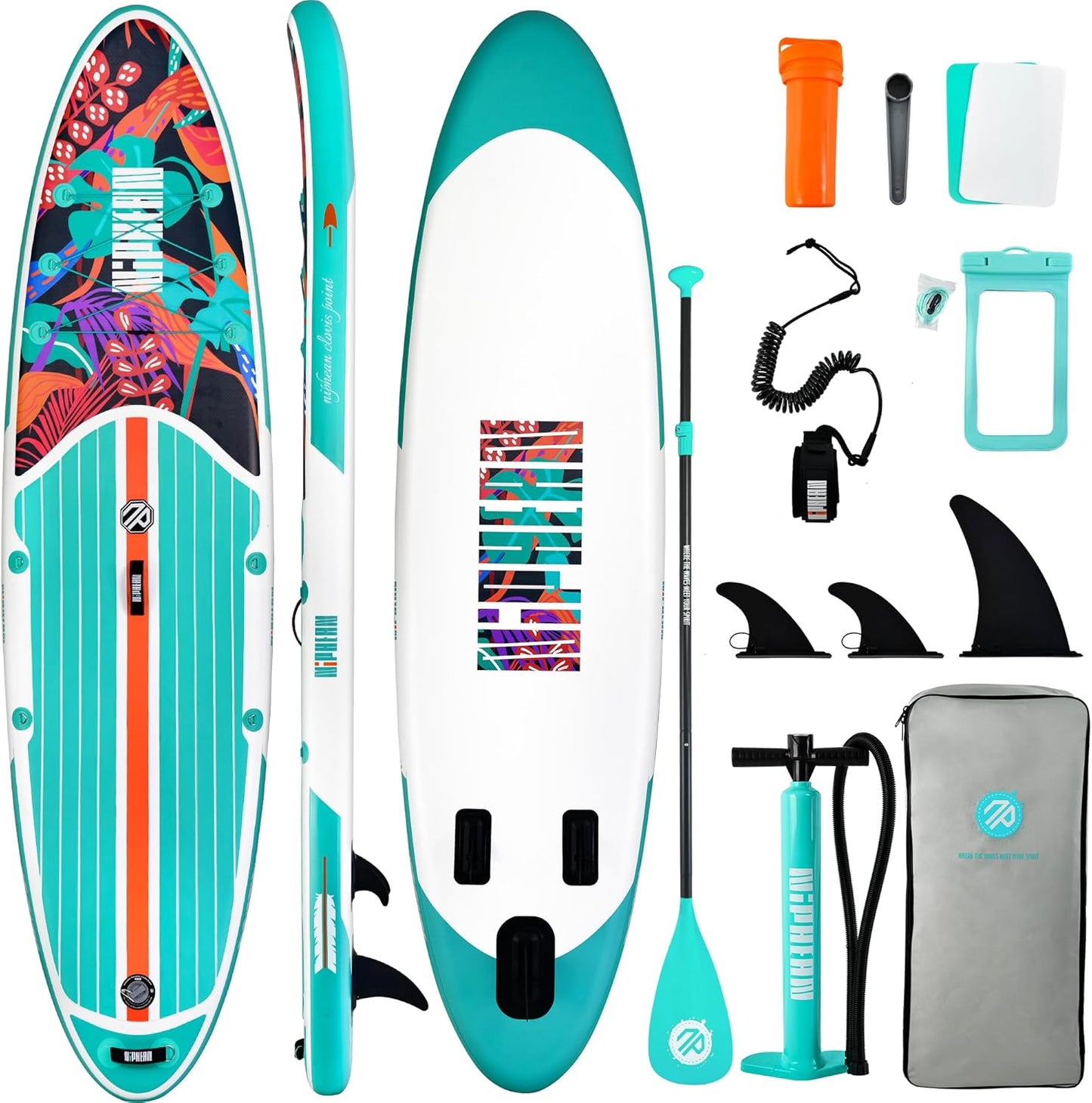 Niphean Inflatable Stand Up Paddle Board with SUP Accessories, Anti-Slip EVA Deck, 10’6’’ Inflatable Paddle Boards for Adults & Youth of All Skill Levels