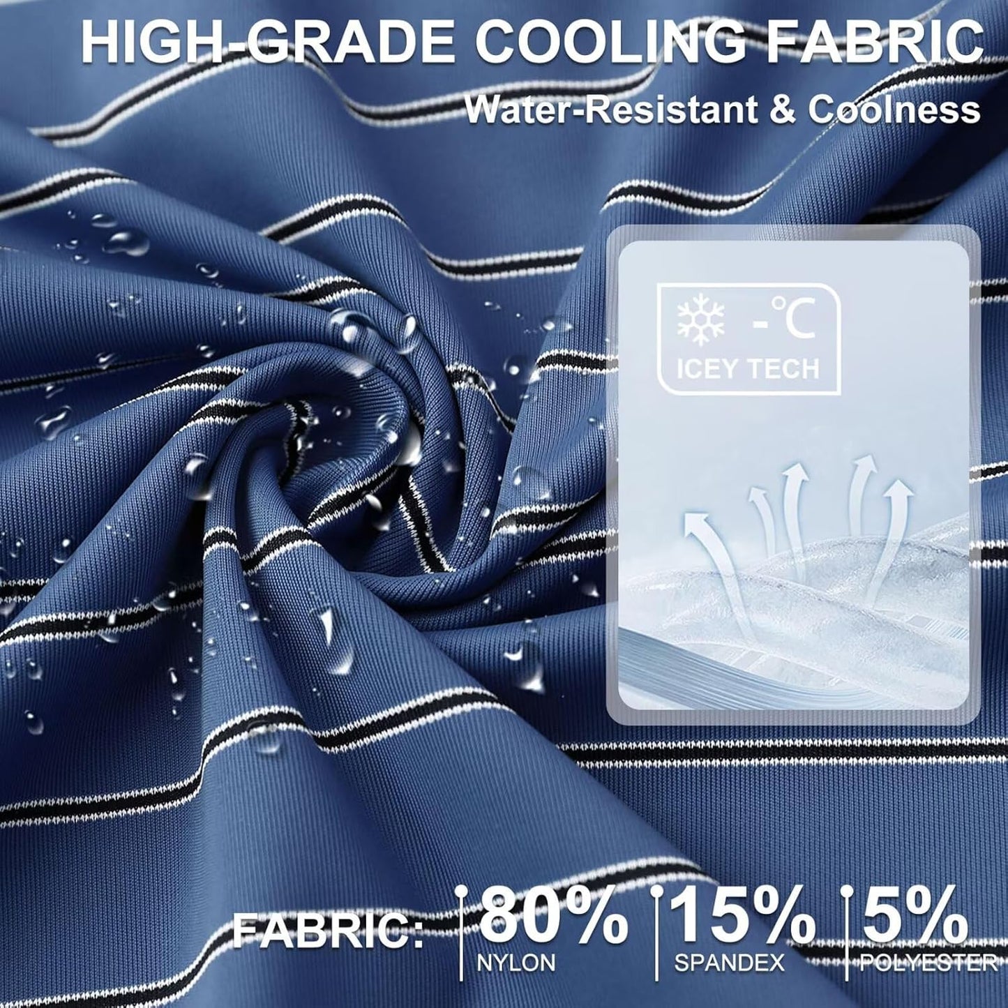 M MAELREG Mens Striped Golf Shirts Short Sleeve Silk-Like Touch Water-Resistant Breathable Soft Collared Polo Shirts for Men