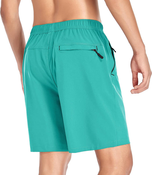 Men's Gym Shorts Sports Quick Dry Workout Running or Casual Training Short with Zipper Pockets