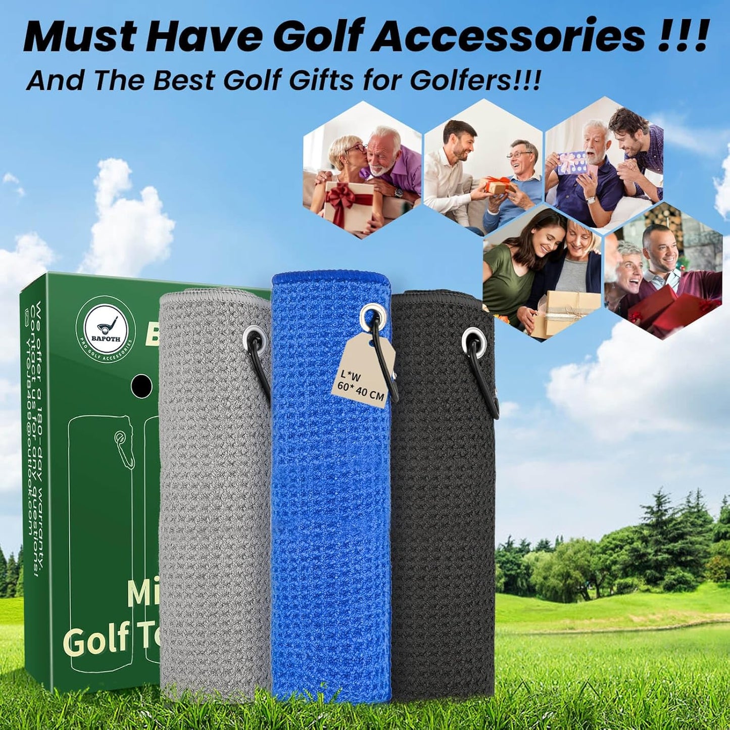 Golf Club Cleaner, Non-Leaking Stretchable Golf Club Brush with Microfiber Golf Towel (23.6 * 15.7 in), Strong Bristles Golf Brush Can Hold 5oz Water, Essentials Golf Accessories for Men