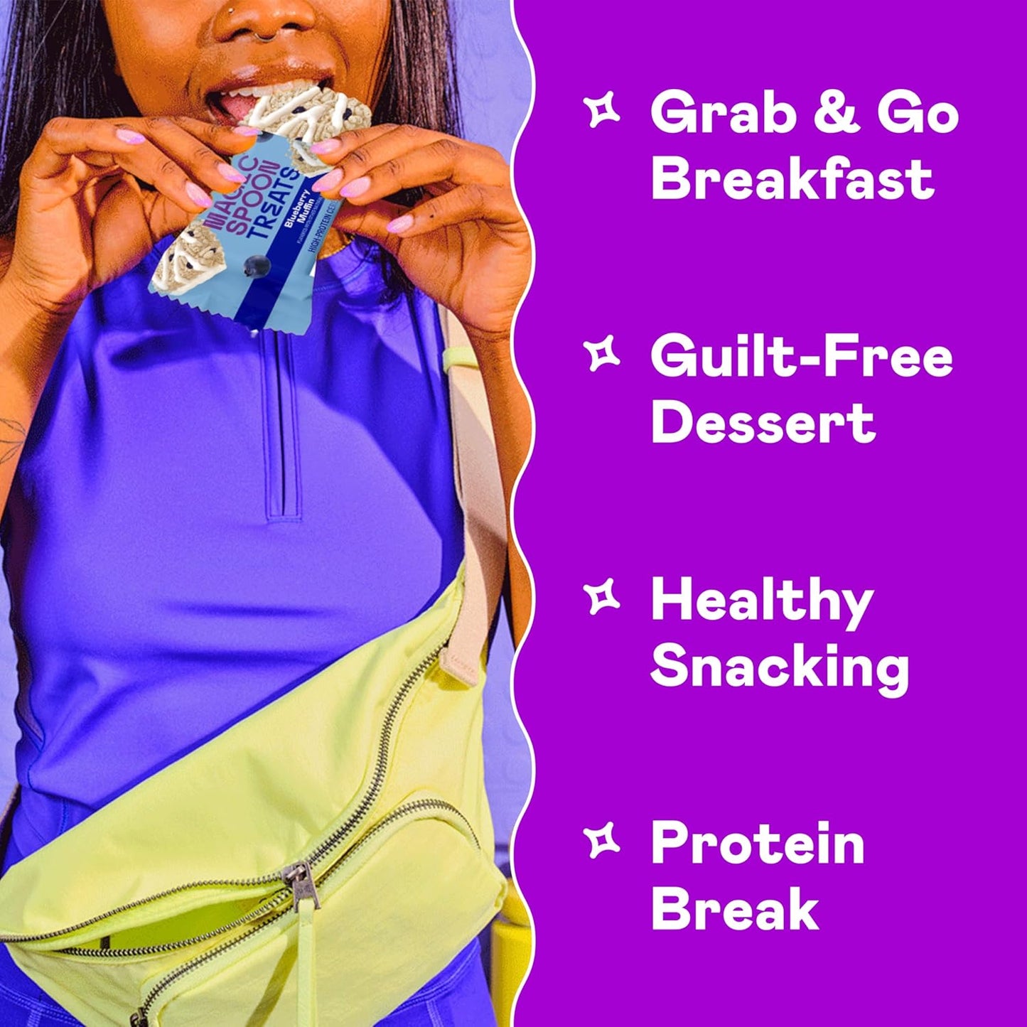MAGIC SPOON Treats - High Protein, Low Carb, Keto Friendly, Low Sugar, Gluten Free, Crispy Protein Bar Cereal Bar, On-The-Go Healthy Snack (Blueberry Muffin, 24 Bars)