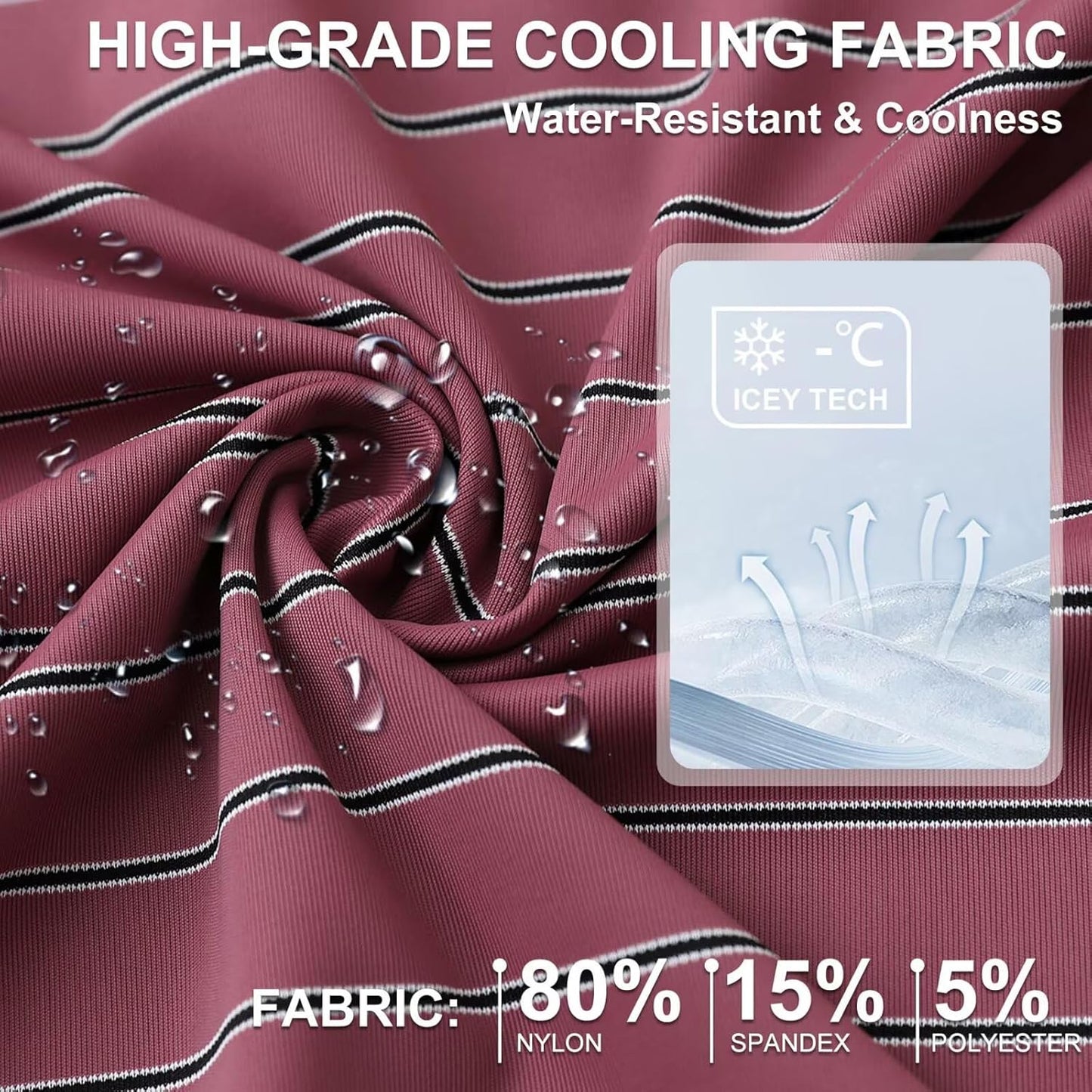 M MAELREG Mens Striped Golf Shirts Short Sleeve Silk-Like Touch Water-Resistant Breathable Soft Collared Polo Shirts for Men