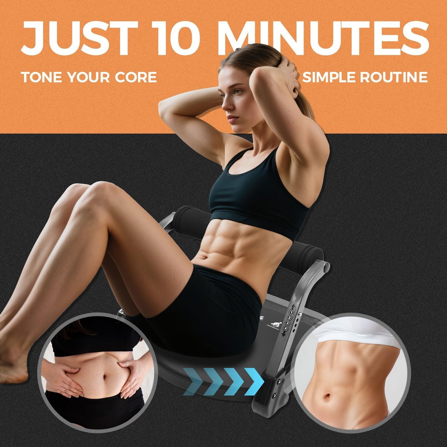 AIRHOP Ab Machine for Stomach Workout, Abs Workout Equipment for Sit Up Exercise, 4-Speed Adjustable Ab Trainer Machine with Automatic Rebound, Home Gym Abdominal Exercise Equipment for All Ages