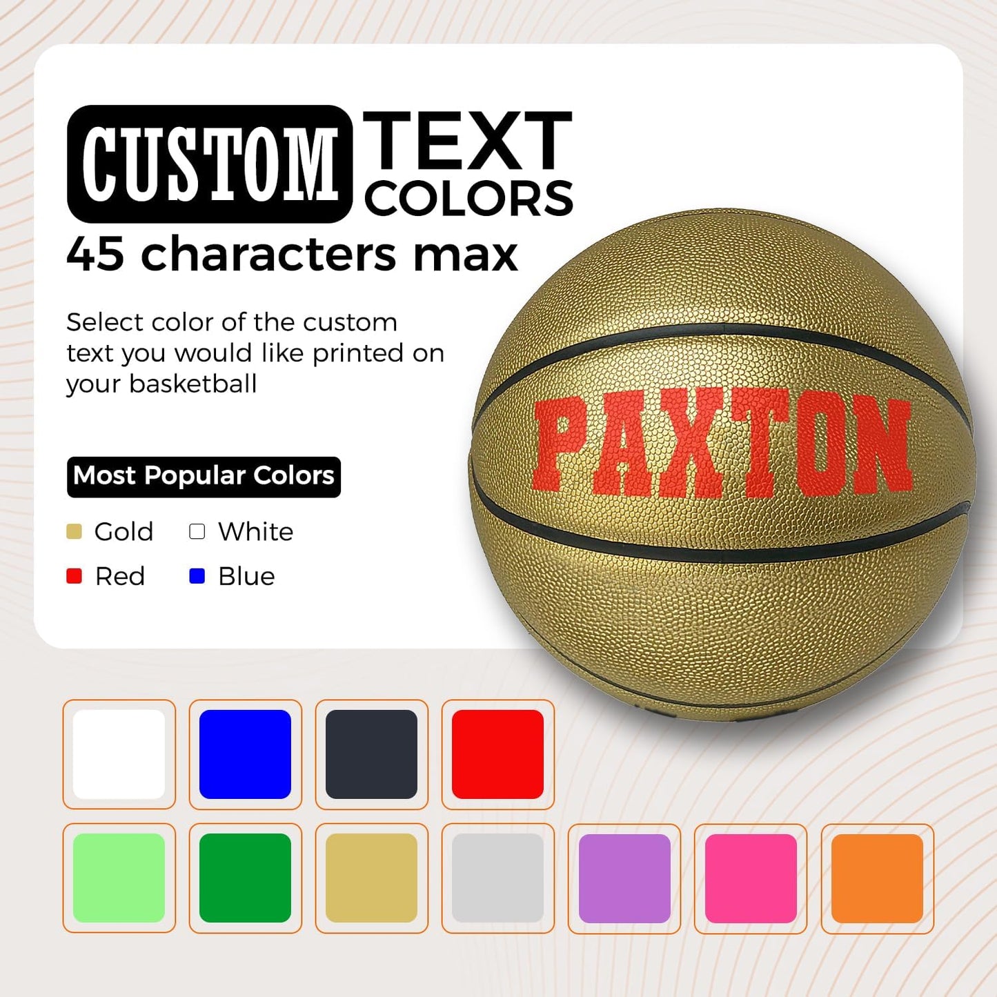 HAMMET Personalized Basketball – Customized Basketball with Your Name or Text – Multiple Colors, Fonts & Designs Available – Durable for Indoor and Outdoor - Ideal Gift for Son, Daughter, Boy or Girl