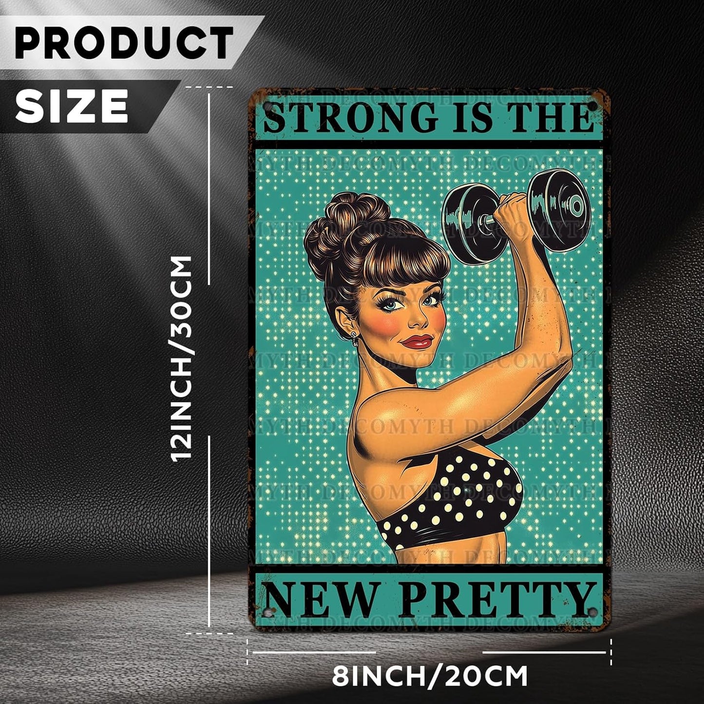 Gym Room Sign Weightlifting Metal Poster Strong Is The New Pretty Motivational Sign for Gym Workout for Home Fitness 12 * 8inch