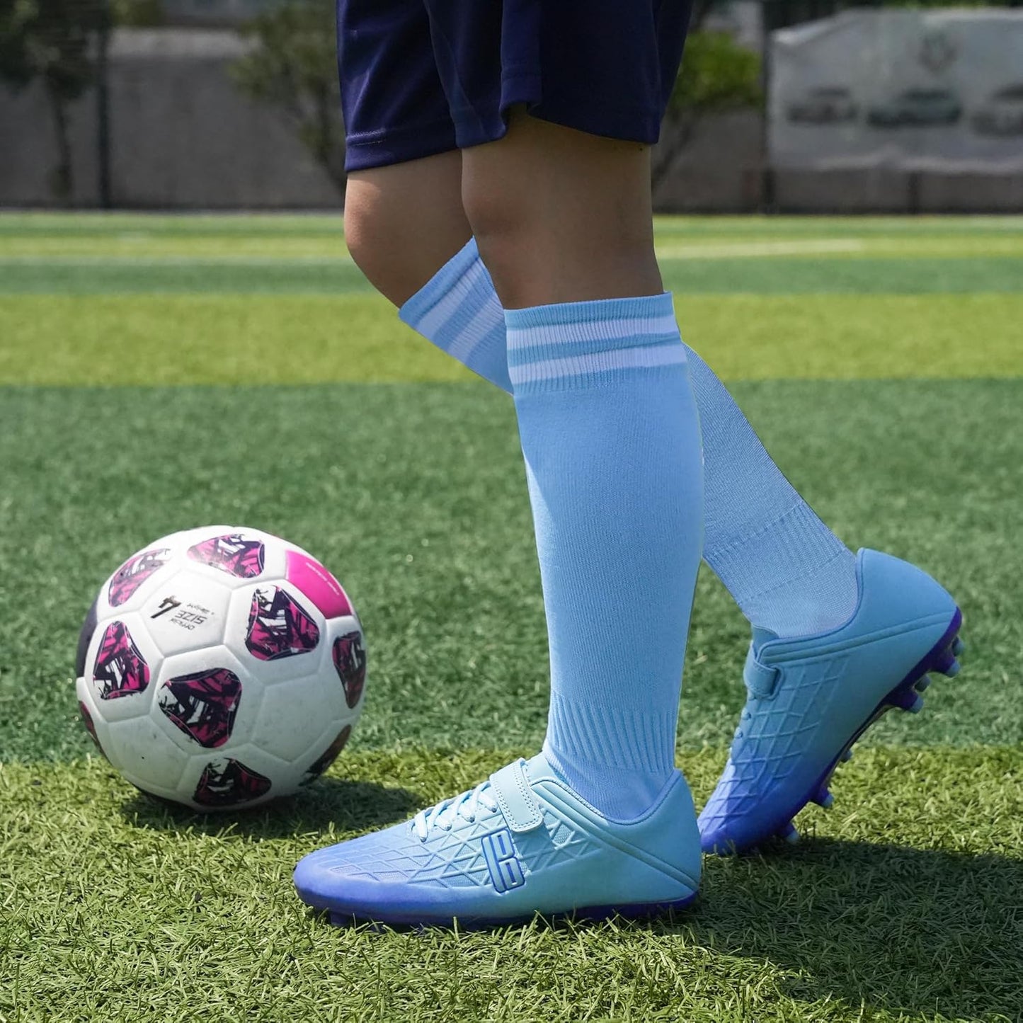 brooman Kids Firm Ground Soccer Cleats Boys Girls Football Cleats with Soccer Socks