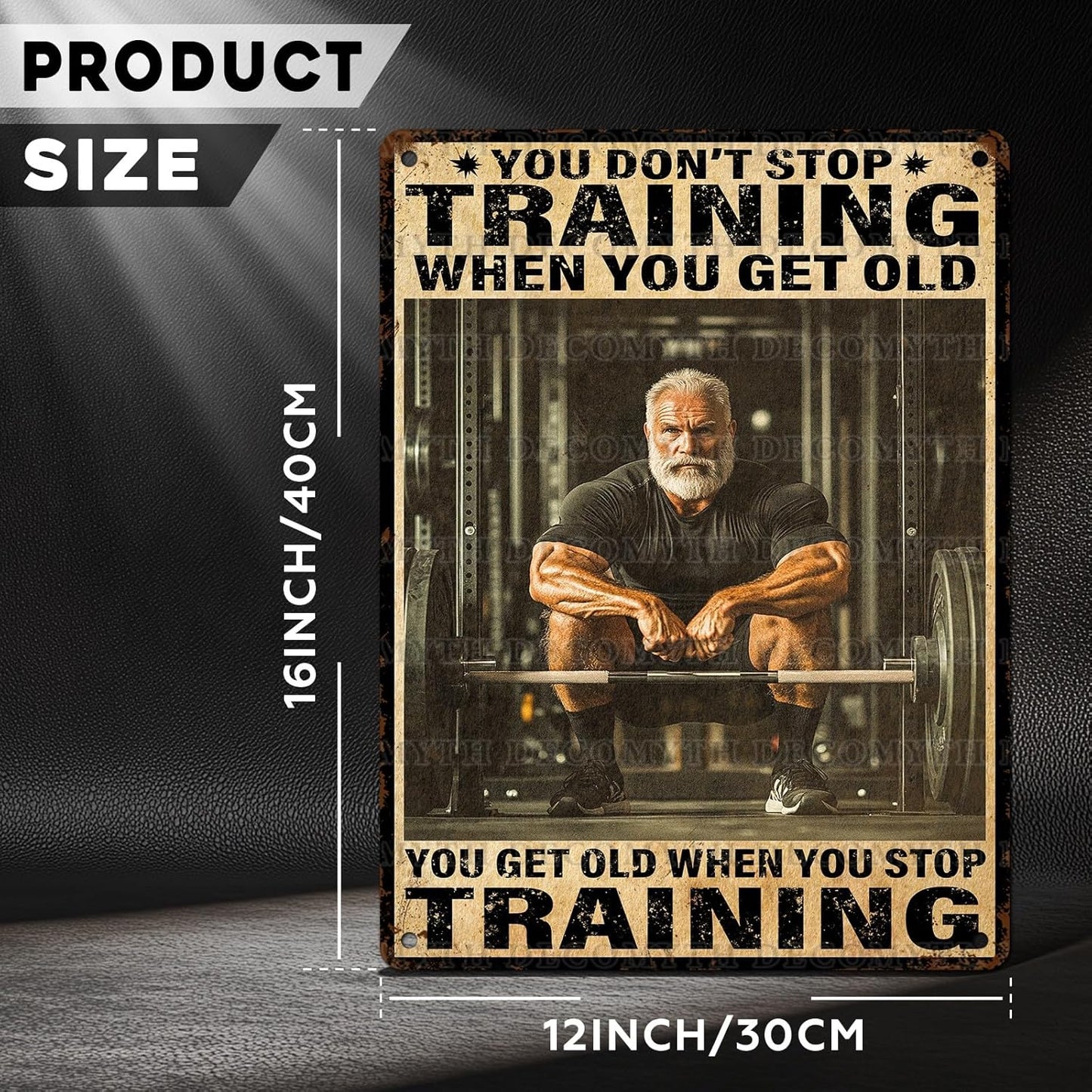 Vintage Gym Training Metal Tin Sign You Don’t Stop Training When You Get Old Wall Art Decor For Bodybuilder Funny Wall Art Home Kitchen Gym Boxing Club Fitness 12 * 16inch