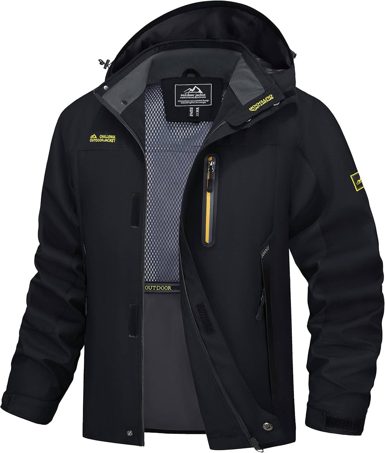 MAGCOMSEN Men's Hooded Windproof Water Resistant Rain Jacket Windbreaker 5 Pockets for Hiking,Fishing,Travel