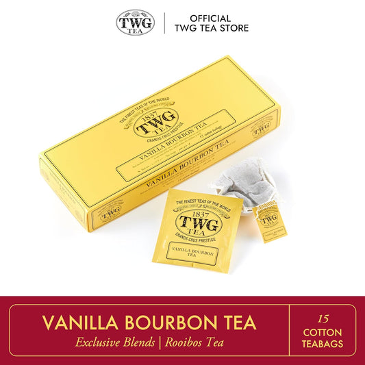 TWG Tea | Vanilla Bourbon Tea | Rooibos Tea | Vanilla | 15 Hand Sewn Cotton Tea Bags | Gift Set