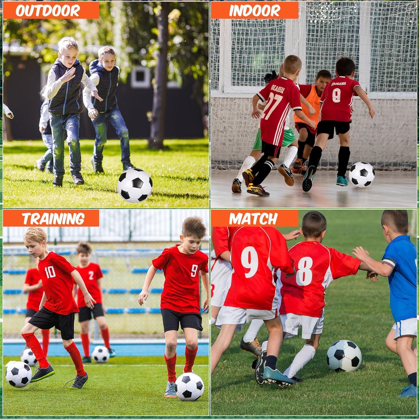 Sotiff 24 Pcs Size 5/4 Soccer Ball Bulk with 24 Pump Deflated Soccer Balls for Kids Teen Football Bulk for Game Training School Team Sports Adults Player Practice Outdoor