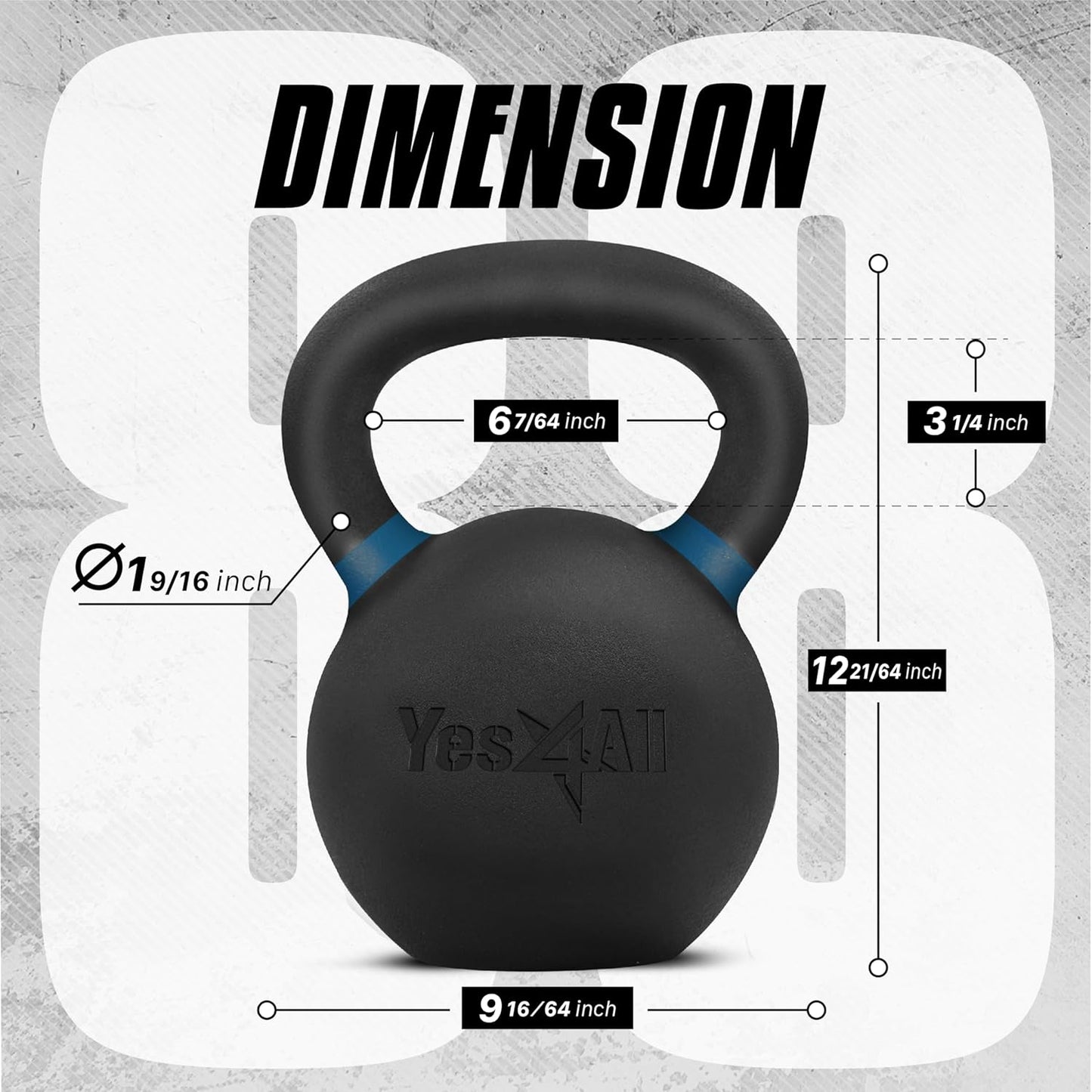 Yes4All Powder Coated Cast Iron Kettlebell Strength Training Kettlebells Weight Set for Full Body Workout, Home Gym