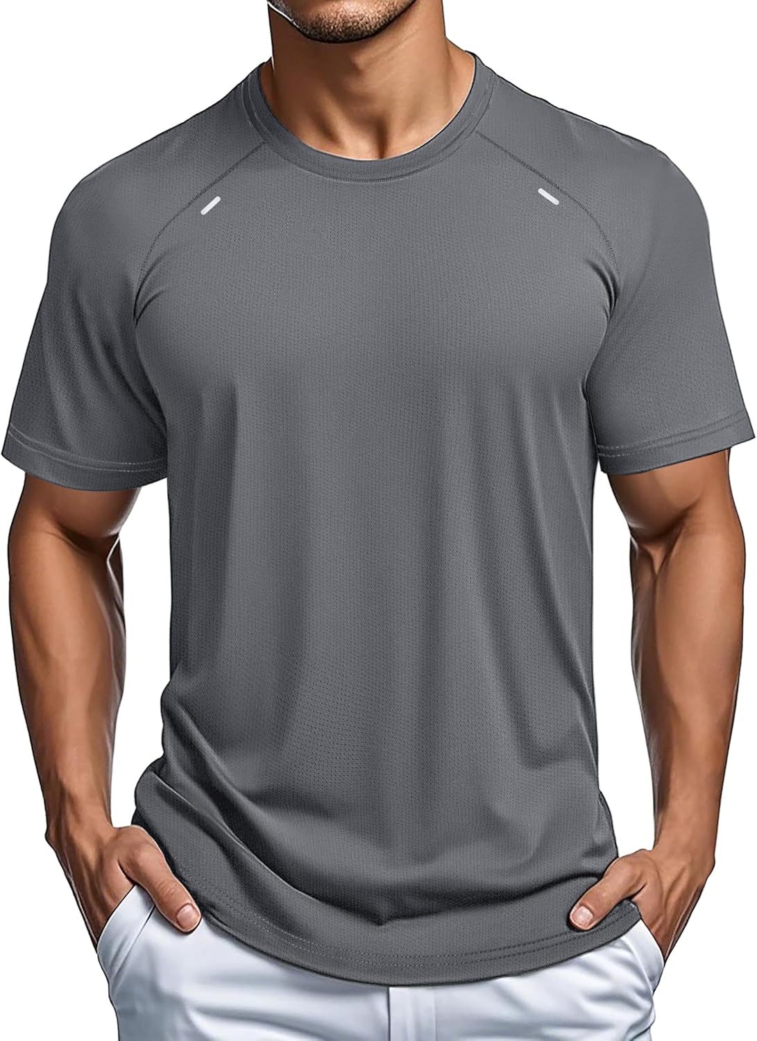 MAGCOMSEN Men's Dry Fit Shirts Mesh Short Sleeve Athletic Lightweight Workout Performance Hiking Shirt