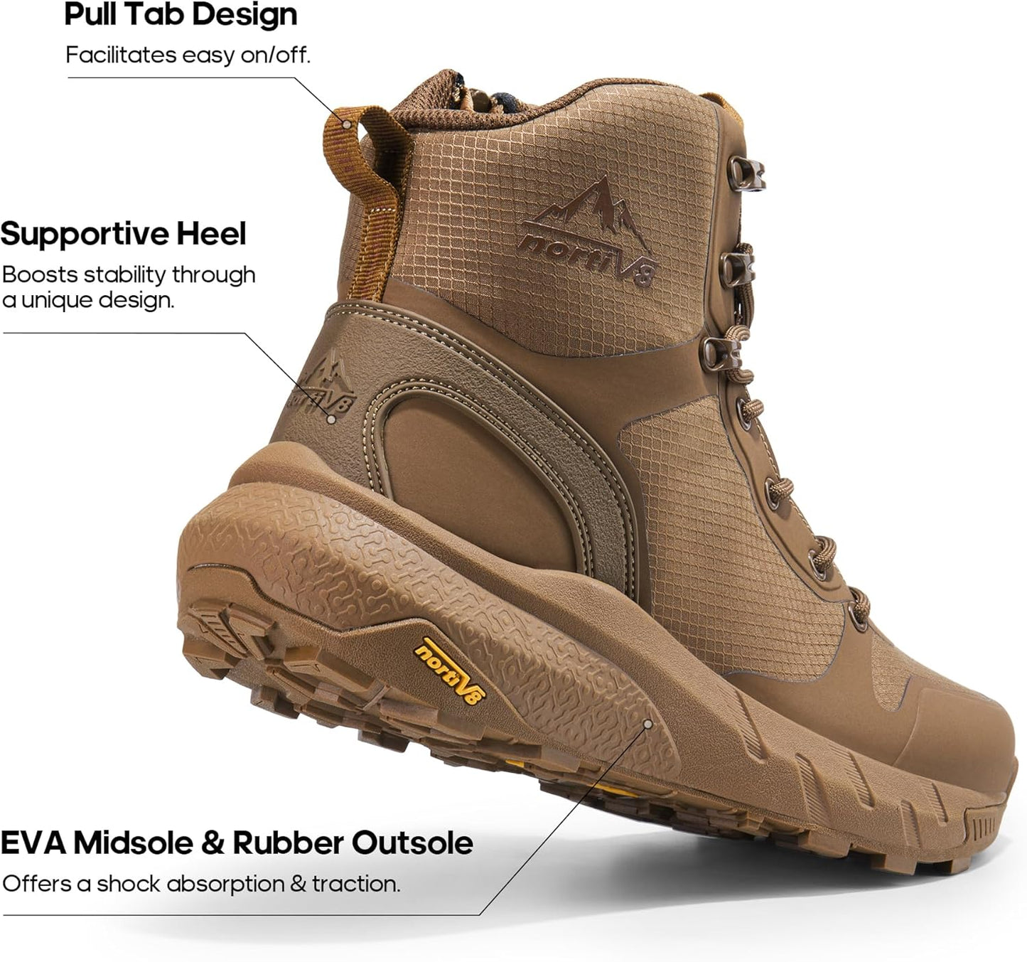 NORTIV 8 Men's Military Tactical Boot Lightweight Comfortable Boots for Work All Day Side Zipper Motorcycle Combat Hiking Boots Metrostrike(8-9 Inches)