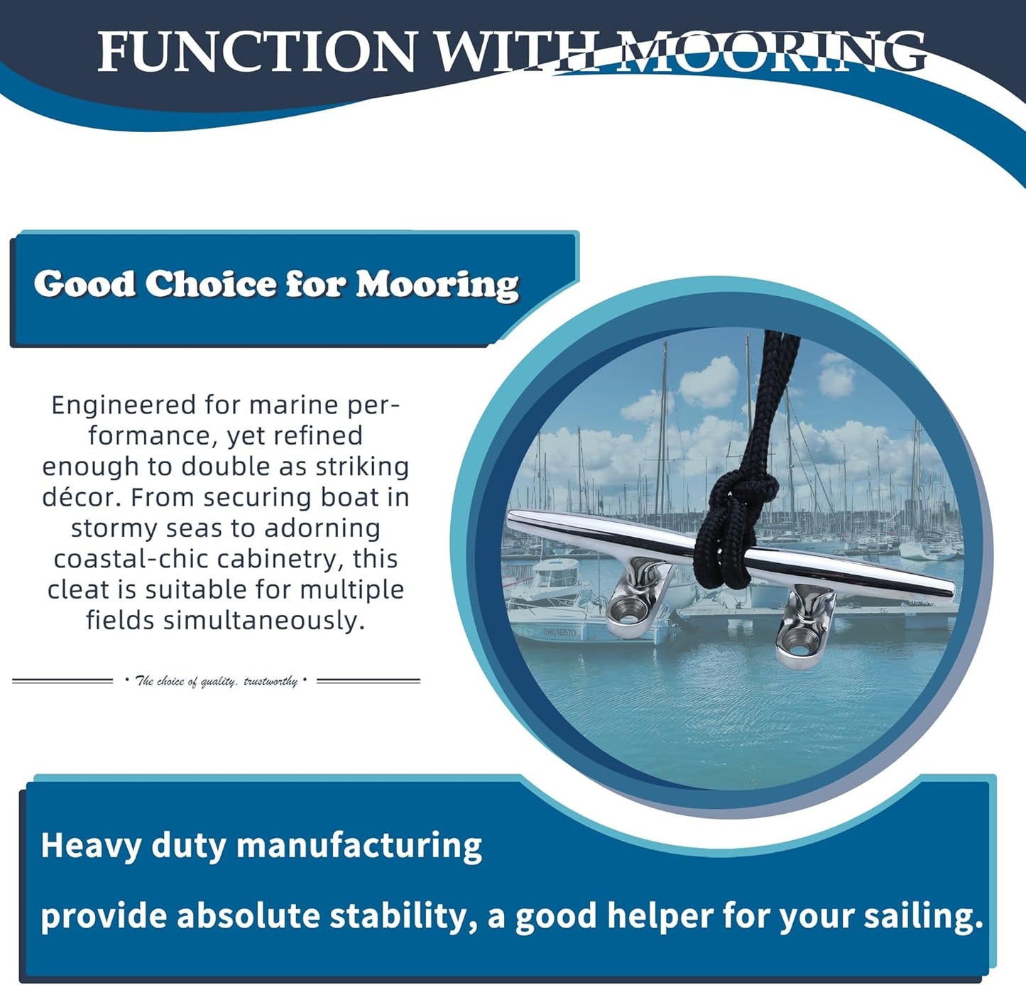 SHENGHUISS Boat Cleat 316 Stainless Steel Open Base Boat Dock Cleats（4"/5"/6"/8"/10"/12"） Silver/Gold for Boat, Dock, Kayaks, Nautical Decor ect