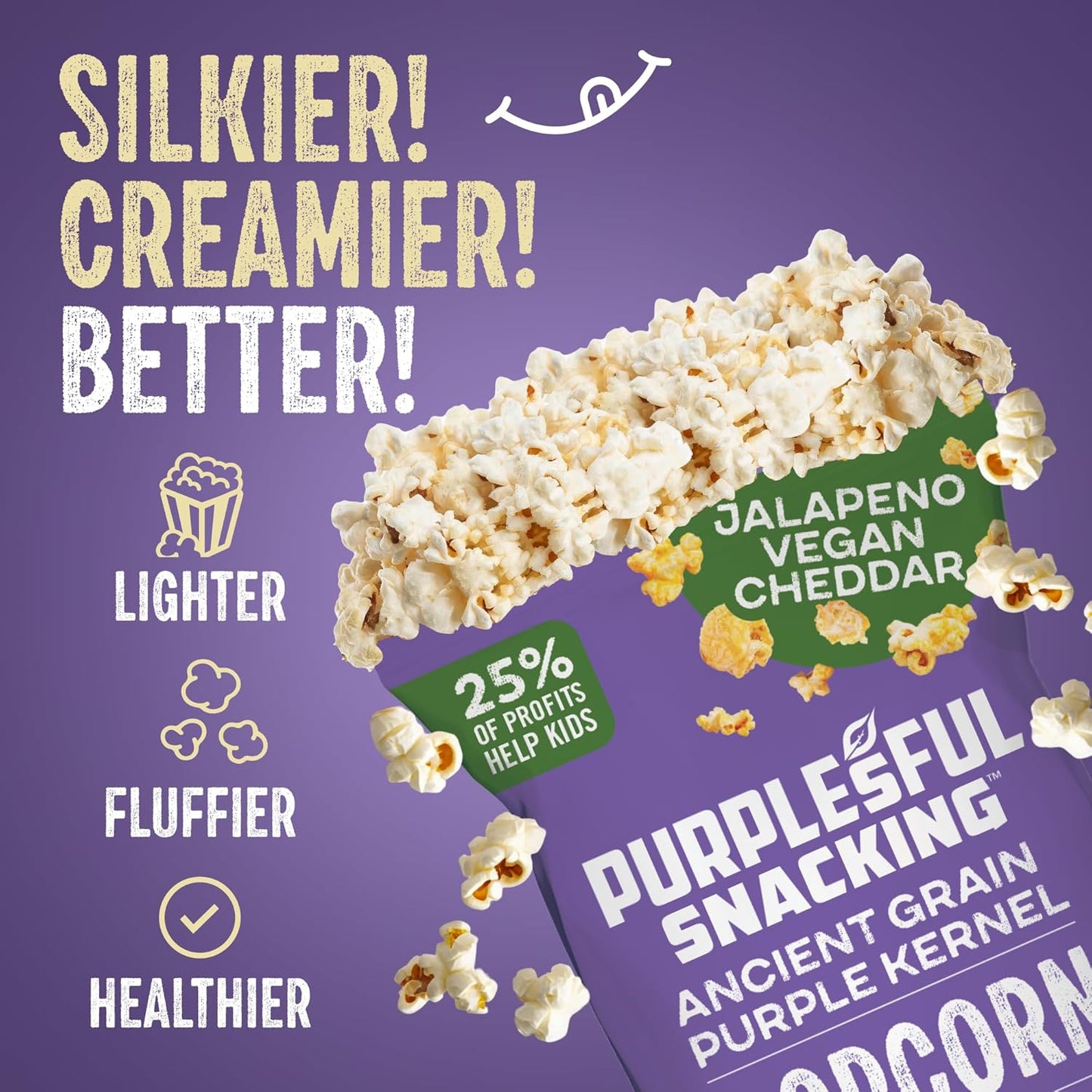 Purplesful Purple Corn Popcorn, Silkier, Creamier & Healthy Popcorn, Vegan-Friendly, Non-GMO, Flavorful Popped Corn Gourmet Snack, Jalapeno Cheddar, Big Bulk Pack - 4.8 Oz Per Pack (Pack of 9)