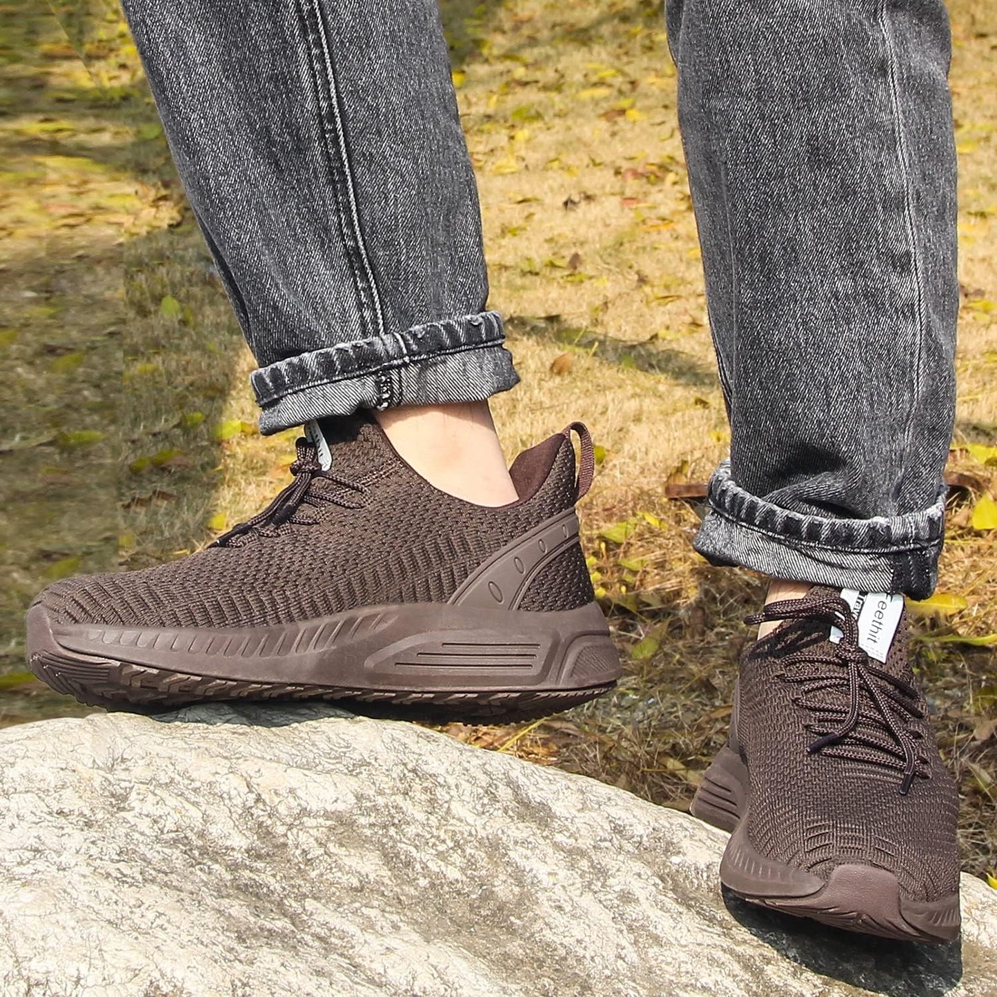 Feethit Mens Slip On Walking Shoes Blade Tennis Shoes Non Slip Running Shoes Lightweight Workout Shoes Breathable Mesh Fashion Sneakers