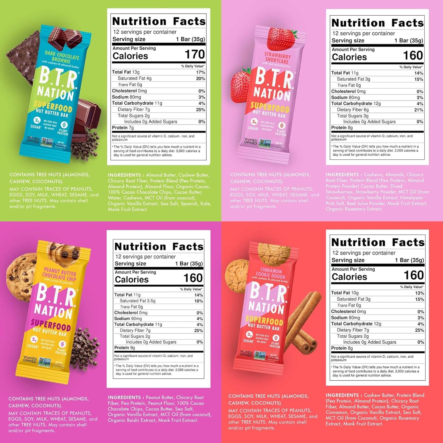 B.T.R. Nation Keto Superfood Protein Bars - Plant Based and Free of Sugar Alcohols | (12) Bar Variety Pack | Gluten Free, and Boosted with Powerful Superfoods!