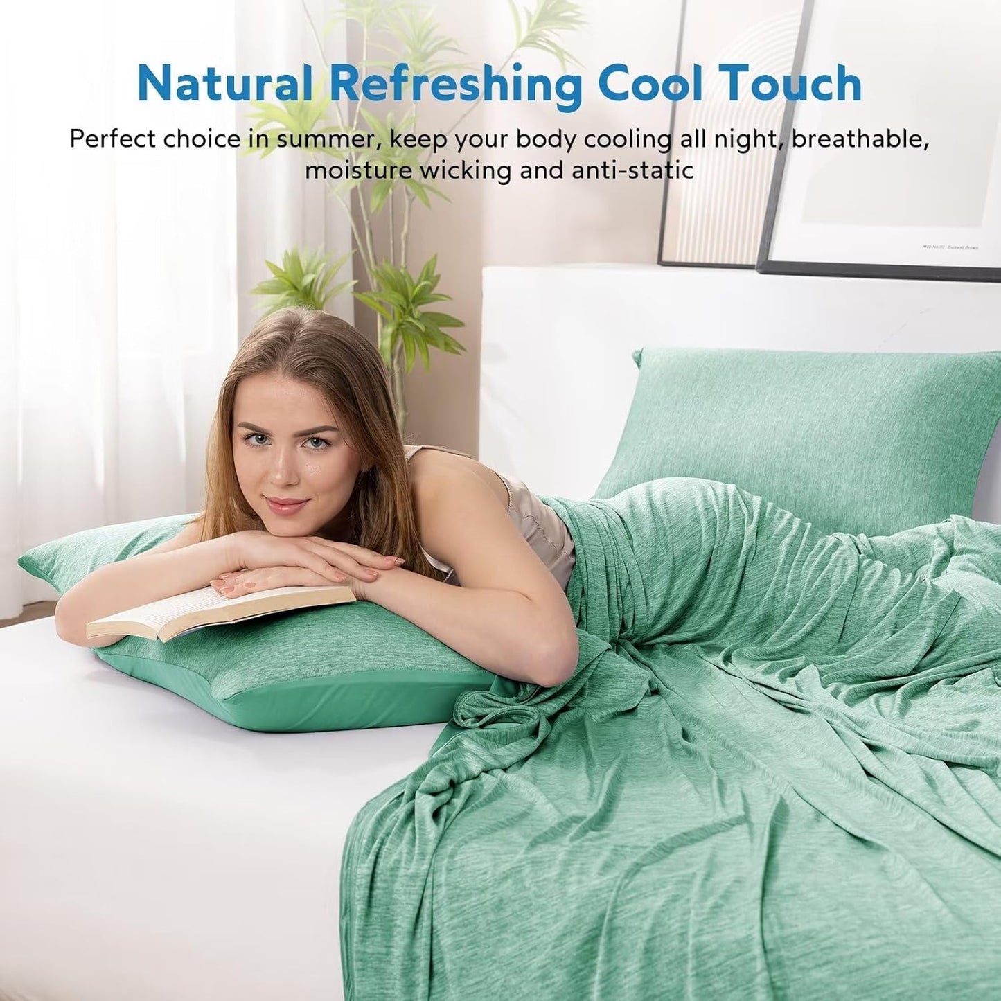 HOMFINE Cooling Blankets for Hot Sleepers - Summer Blanket Thin Lightweight Breathable Soft Double Side Enhanced Cooling for Bed Couch Sofa, Keep Cool for Night Sweats (Green, 50 x 70 inches)