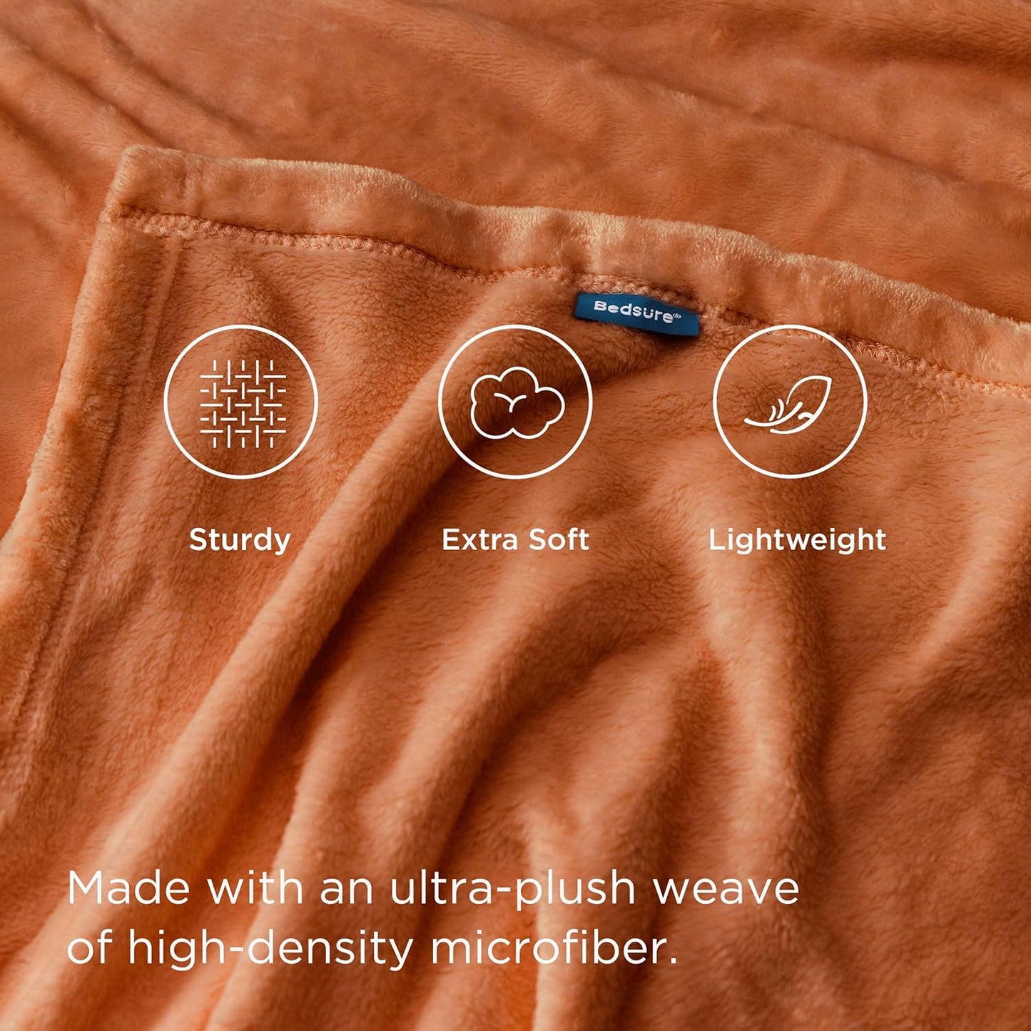 Bedsure Burnt Orange Fleece Blanket King Size - 280GSM Soft Lightweight Plush Cozy Blankets for Bed, Sofa, Couch, Travel, Camping