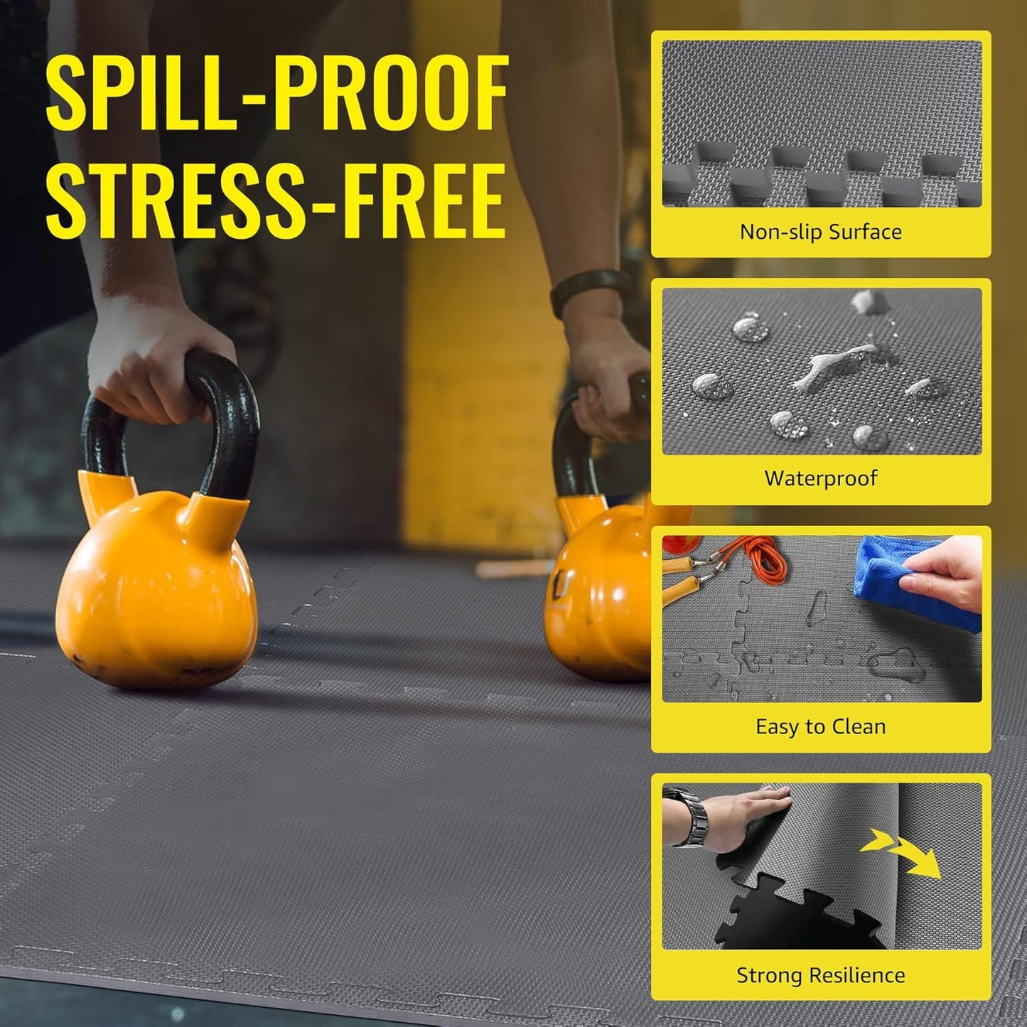 Hulkfit Puzzle Exercise Mat with EVA Foam Mat Interlocking Floor Tiles for Home Gym Mats Flooring for Garage Floor Padding for Kids Exercise Equipment Mats