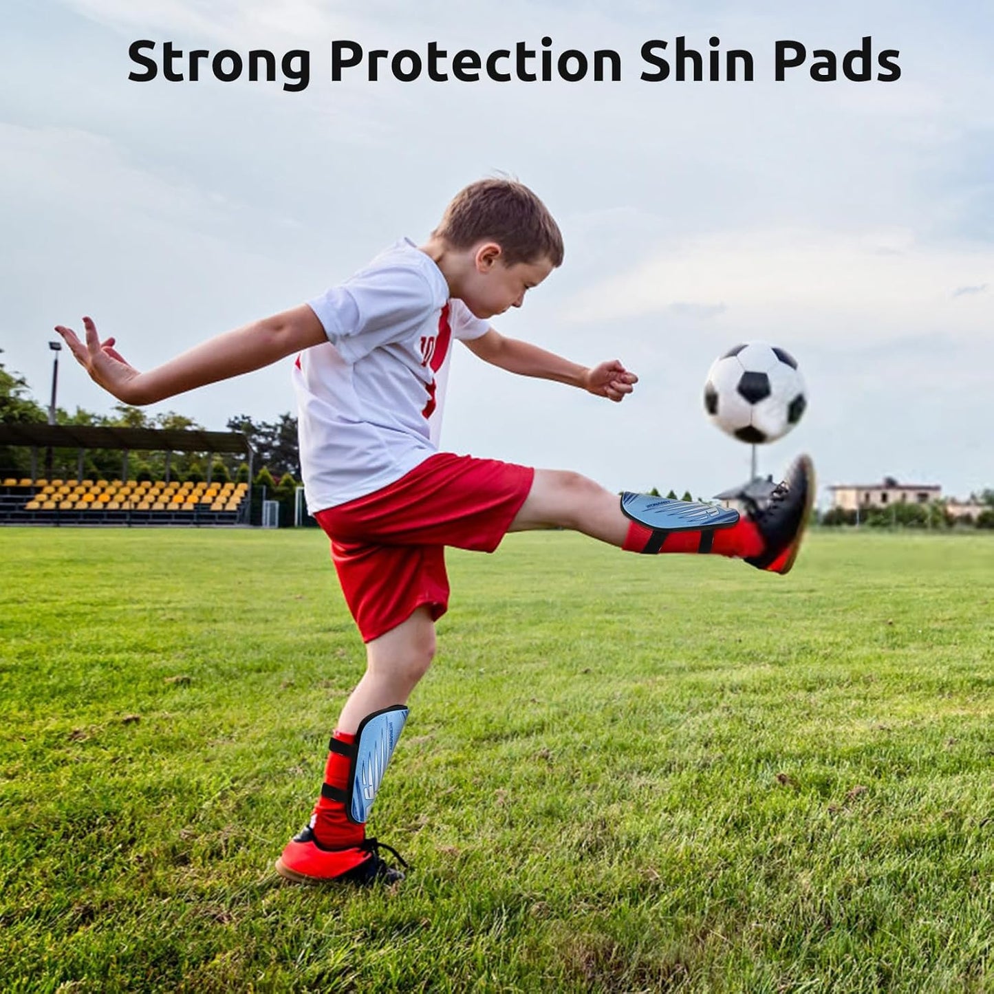 Shin Guards Soccer Youth Kids - Shin Guard for Boys Girls Teenagers Toddler 2-18 Years Old - Football Shin Pads Protection Equipment with Adjustable Straps