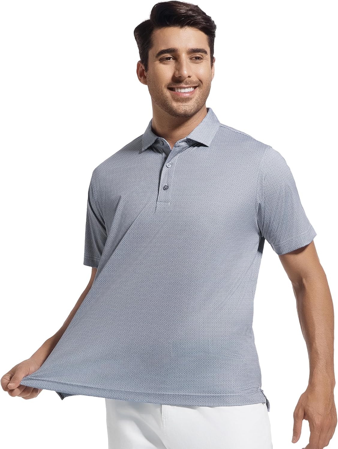 SAMERM Mens Golf Shirts Short Sleeve Dry Fit Performance Moisture Wicking Print Sport Polo Shirts for Men Casual