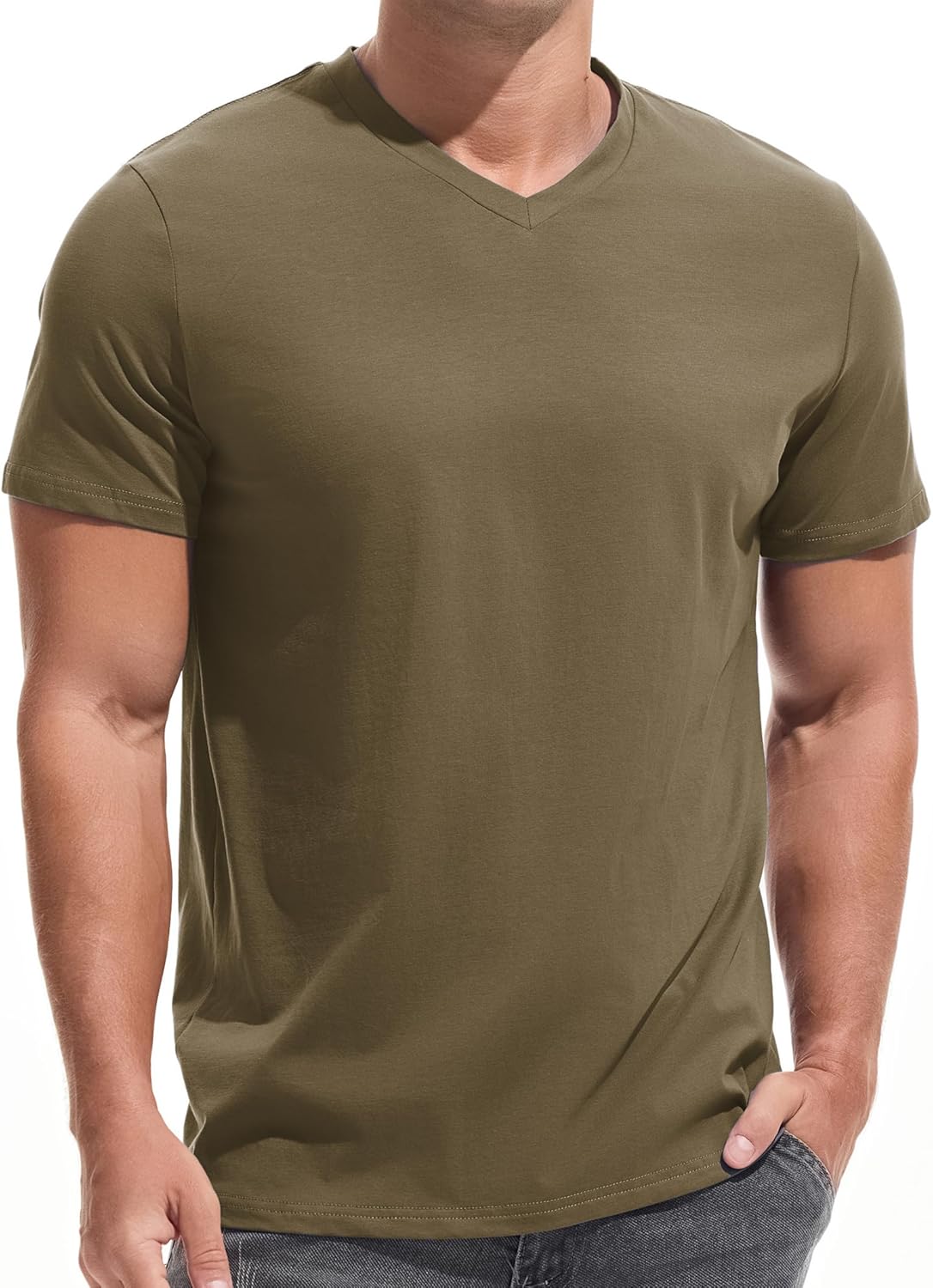 VEIISAR Premium V Neck T Shirts for Men - Modern Fitted Tees Vneck Undershirts