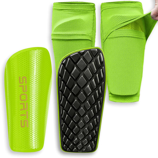 Soccer Shin Guards for Kids Youth Adults - Shin Pads and Sleeves with Optimized Insert Pocket for Boys Girls Men Women for Football Games - Protective Soccer Equipment