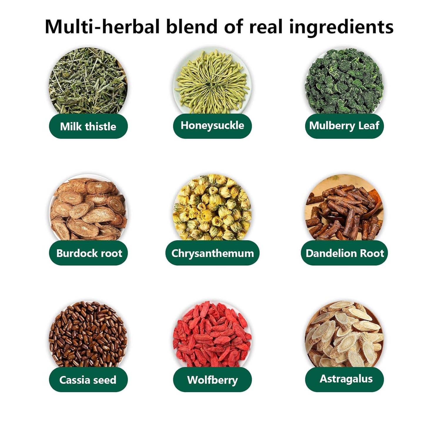 Liver Detox Herbal Tea | 20 Tea Bag，aids digestion，Caffeine-free, nine natural ingredients including milk thistle, chrysanthemum, cassia seed, etc. (3pcs)