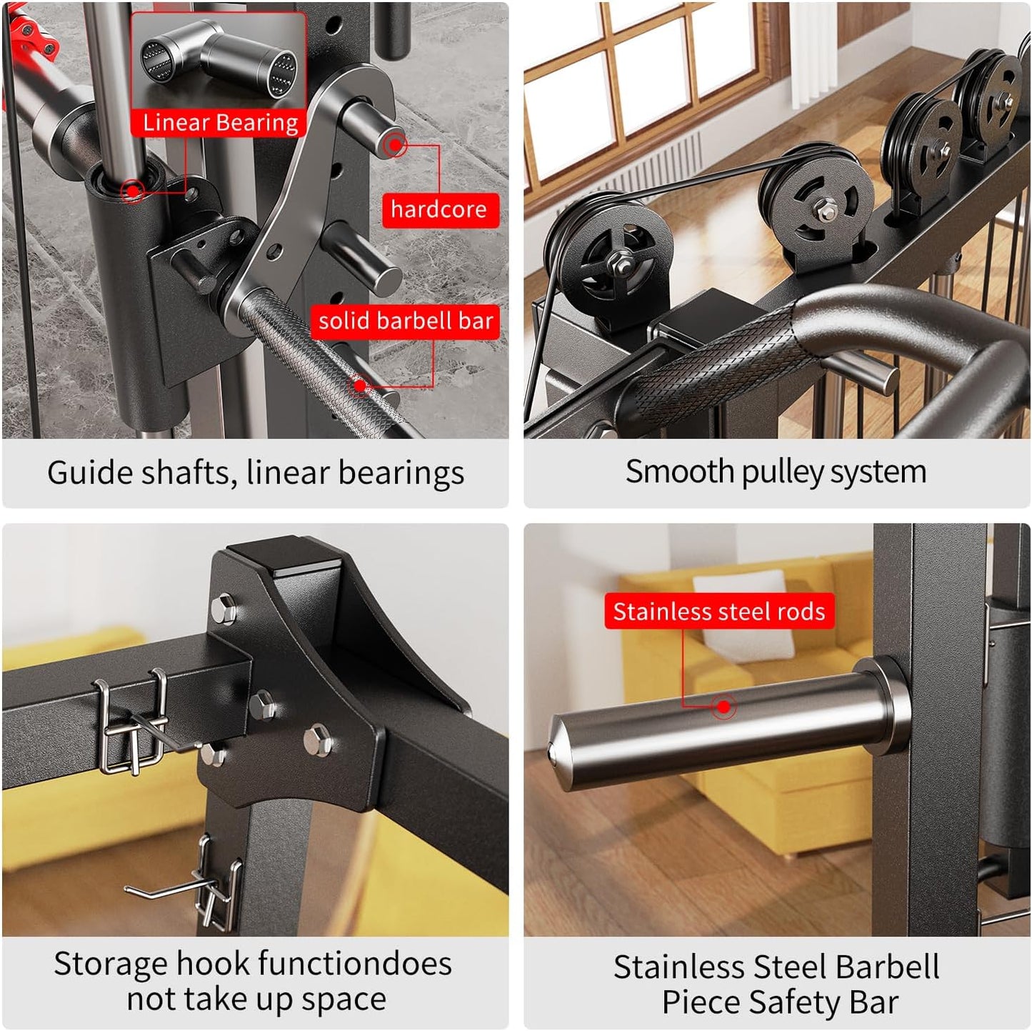 Power Cage,1600lbs Multi-Function Power Rack with Adjustable Cable Crossover System and More Training Attachment, Weight Cage for Home Gym