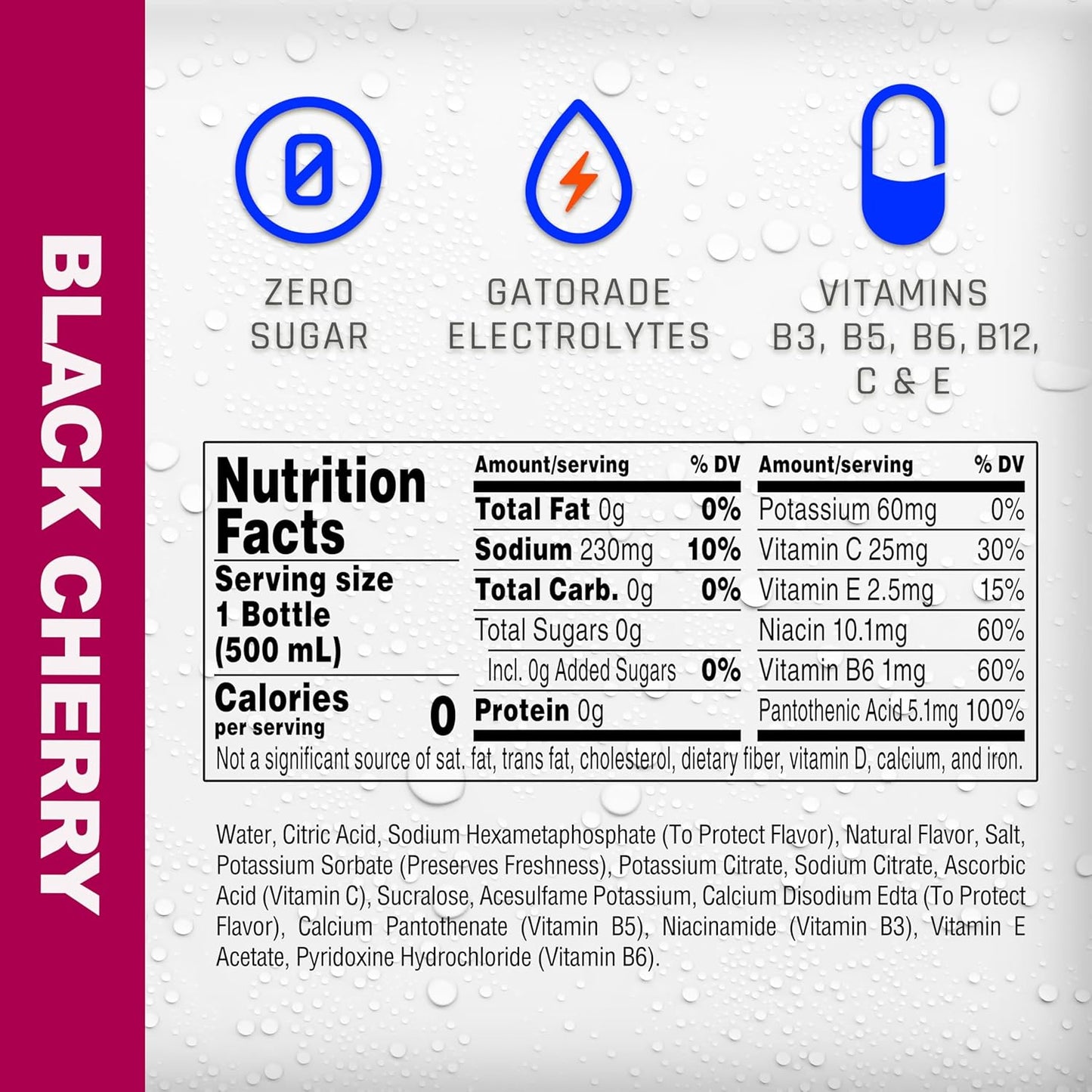 Propel Electrolyte Enhanced Water Sports Drink, Black Cherry Flavored Water, Zero Calorie & Zero Sugar Hydration with Electrolytes and Vitamins C & E, 16.9 fl oz Water Bottles (12 Pack)