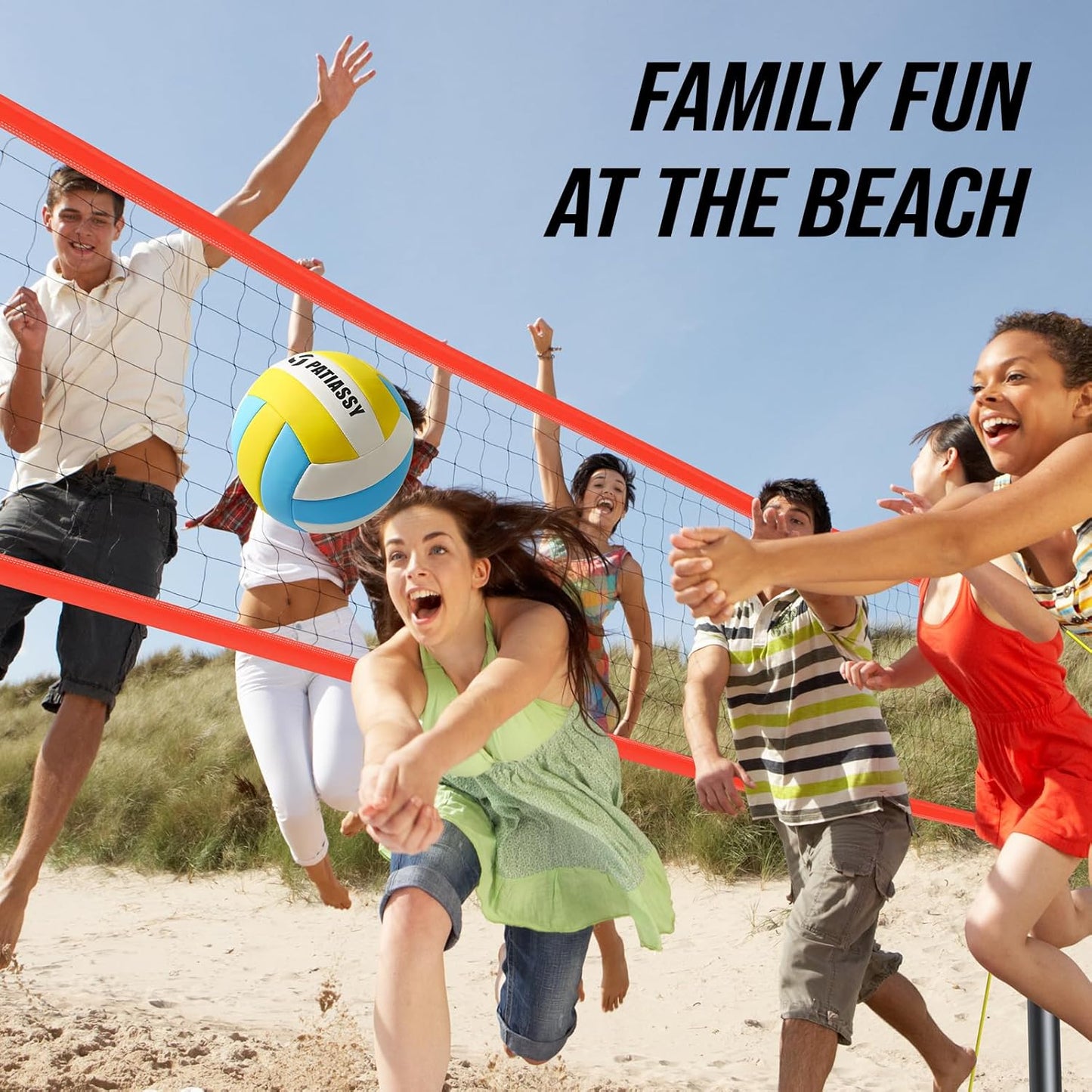 Outdoor Portable Volleyball Net Set System for Backyard - Quick & Easy Setup Adjustable Height Poles, PU Volleyball, Pump and Carrying Bag