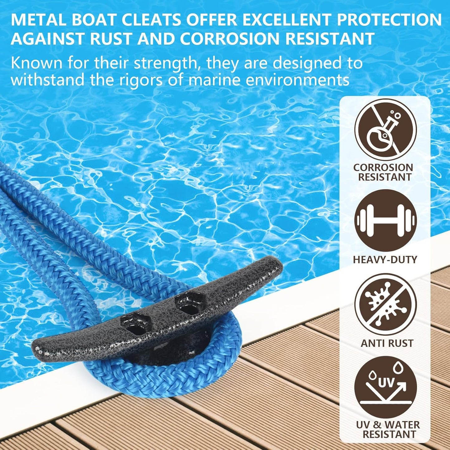 4 inch Dock Cleats 4/6/8/12/16/20/24 Pack,Boat Dock Cleats Rope Cleat Marine Cleats Iron Boat Cleats with Hardware ldeal for Deck,Nautical Decor,Cleats for Boat Dock,Boat Tie Down Cleats