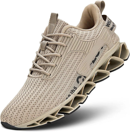 Vooncosir Men's Fashion Sneakers Breathable Mesh Running Shoes Blade Non Slip Soft Sole Casual Athletic Walking Shoes
