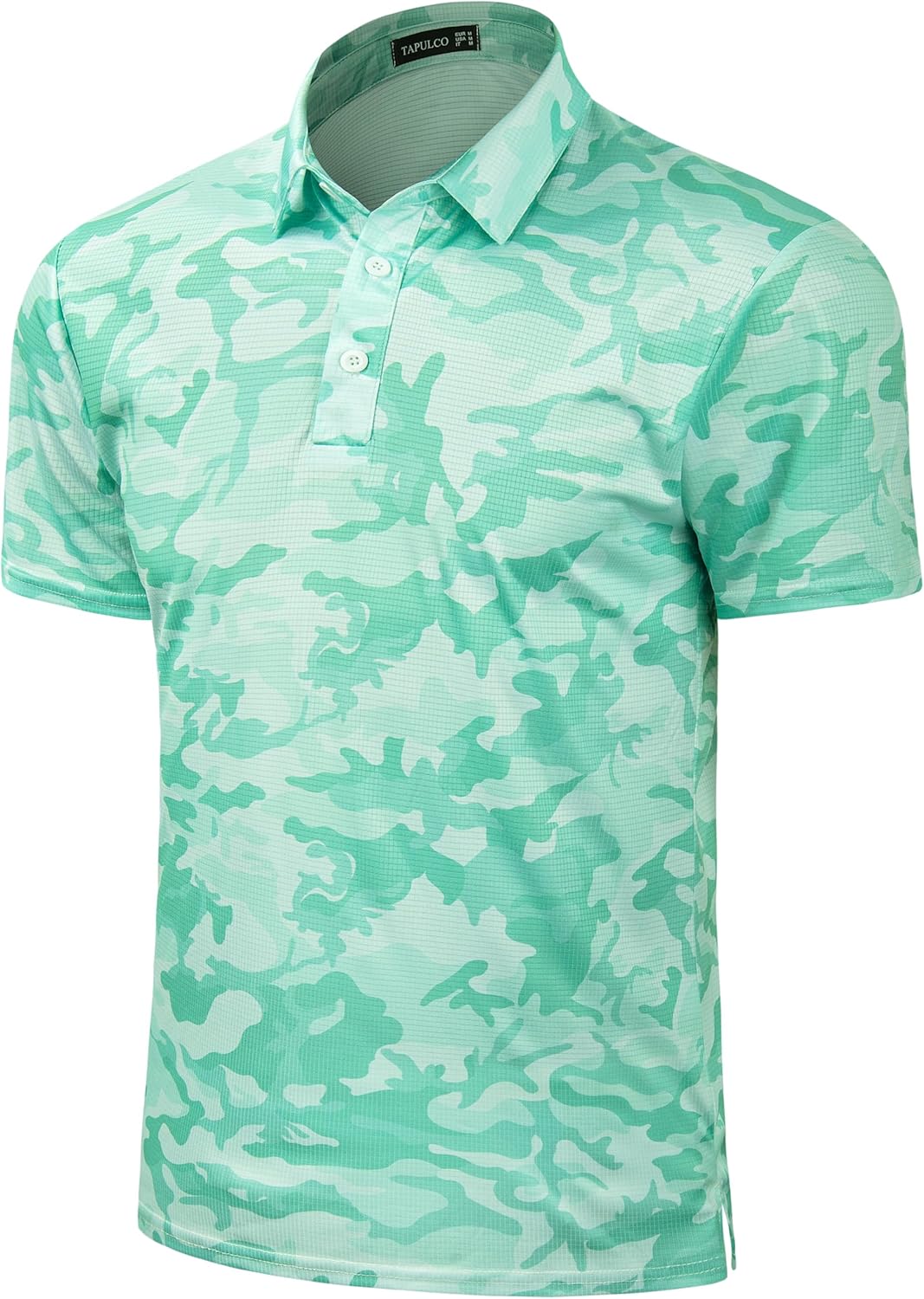 TAPULCO Mens Quick Dry Polo Shirts Camouflage Pattern Performance Athletic Lightweight Breathable Casual Golf Tshirts