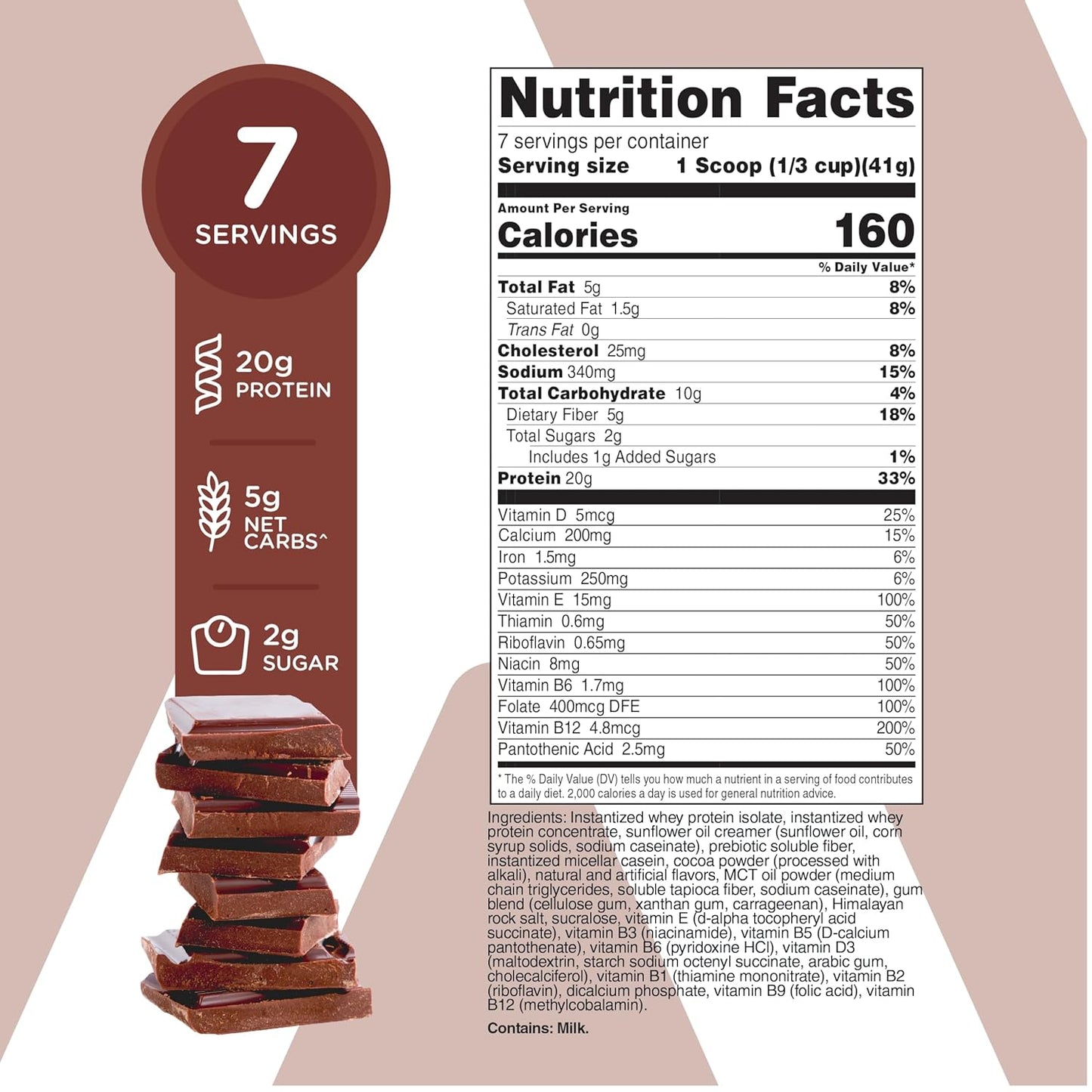 TransformHQ Meal Replacement Shake Powder 7 Servings (Chocolate) - Gluten Free, Non-GMO