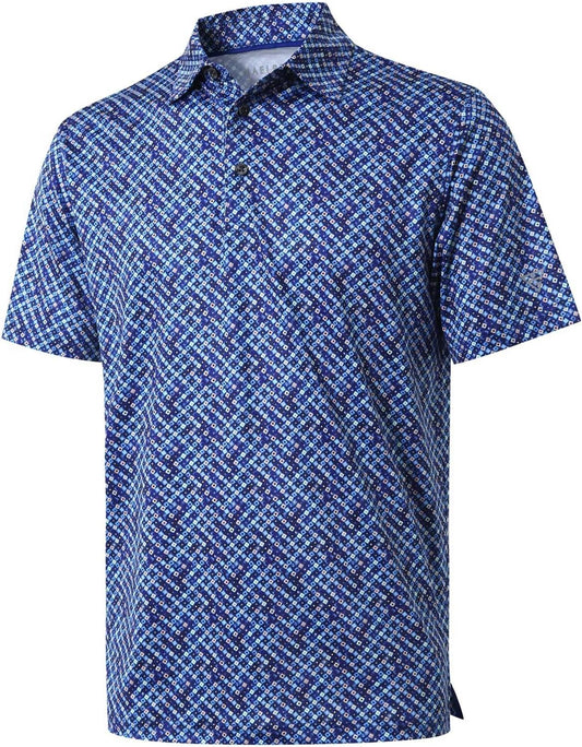 Men's Golf Polo Shirts Short Sleeve Striped Performance Moisture Wicking Dry Fit Golf Shirts for Men