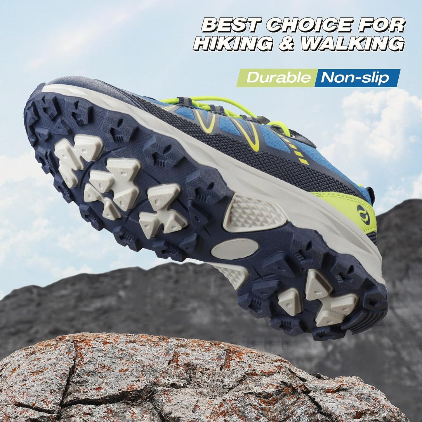 UOVO Boys Girls Hiking Shoes Kids Waterproof Running Trail Fashion Sneakers Breathable Lightweight Non-Slip Outdoor Walking Sports Shoe(Little/Big Kids)