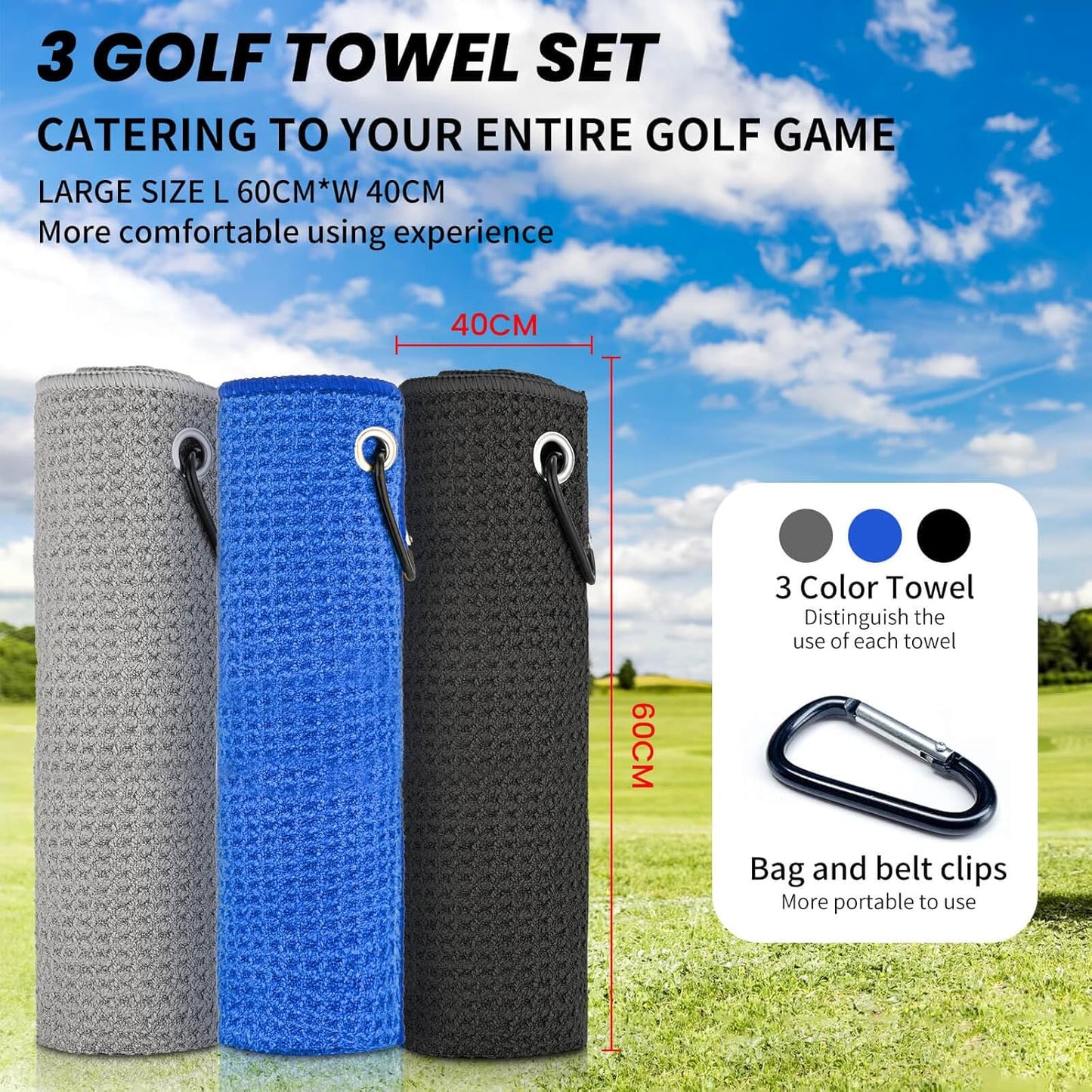 Golf Club Cleaner, Non-Leaking Stretchable Golf Club Brush with Microfiber Golf Towel (23.6 * 15.7 in), Strong Bristles Golf Brush Can Hold 5oz Water, Essentials Golf Accessories for Men