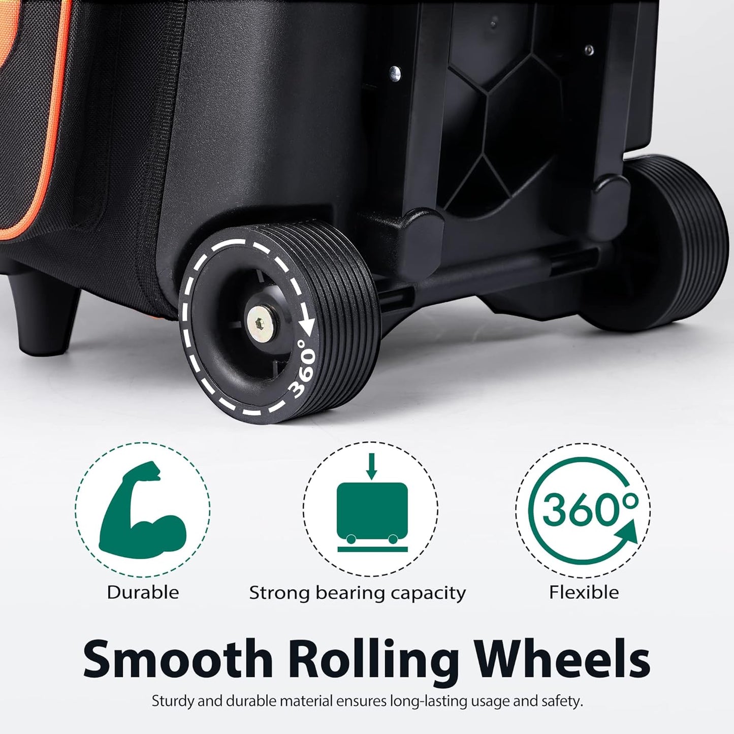 Double Roller 2 Ball Bowling Bag with Separate Shoe Compartment for Bowling Shoes (Up To US Mens Size 15) and Oversized Accessory Pocket, Retractable Handle - Extends to 40"